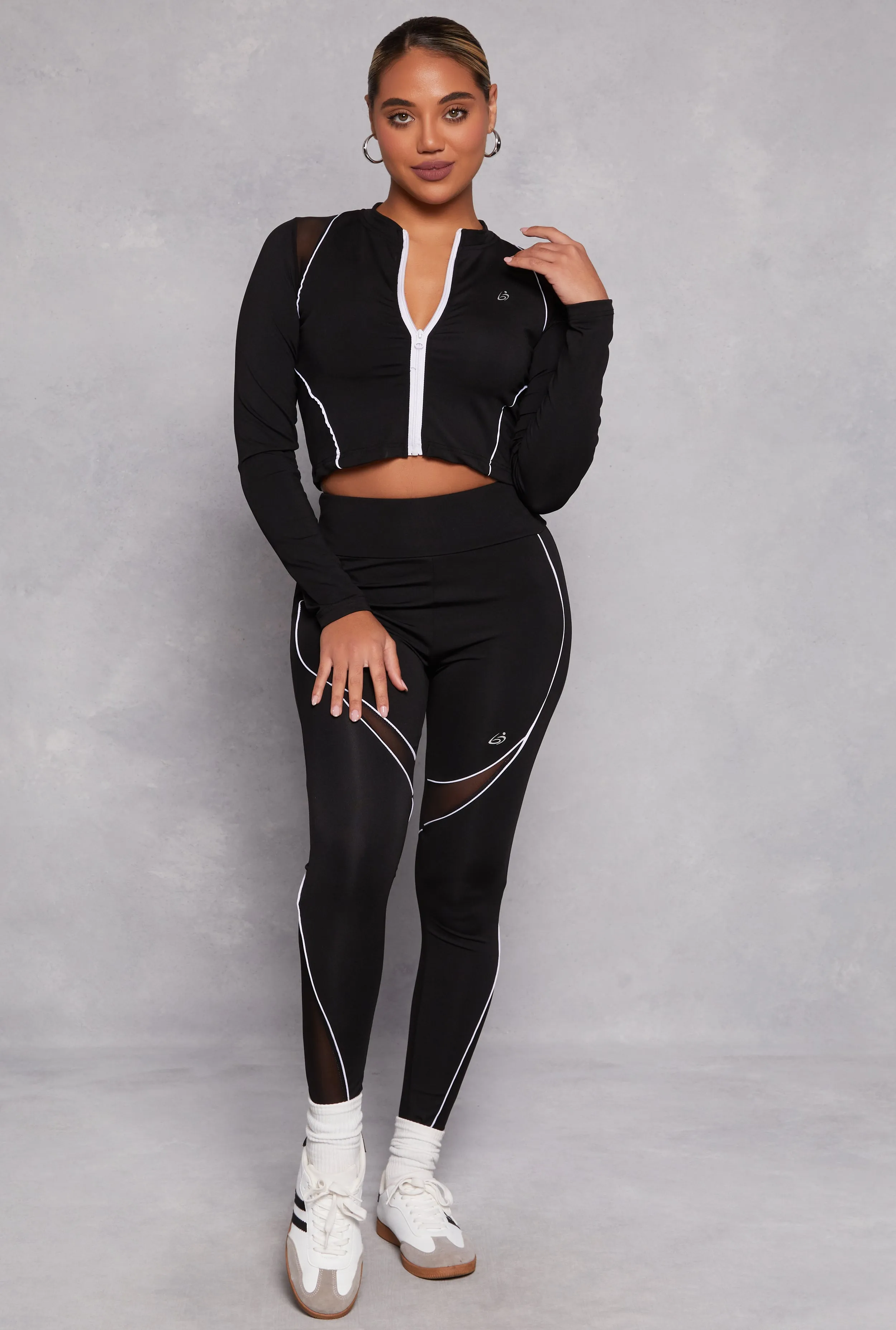 Mesh Detail Contrast Piping Zip Front Track Jacket sold by Rainbow product image thumbnail 2