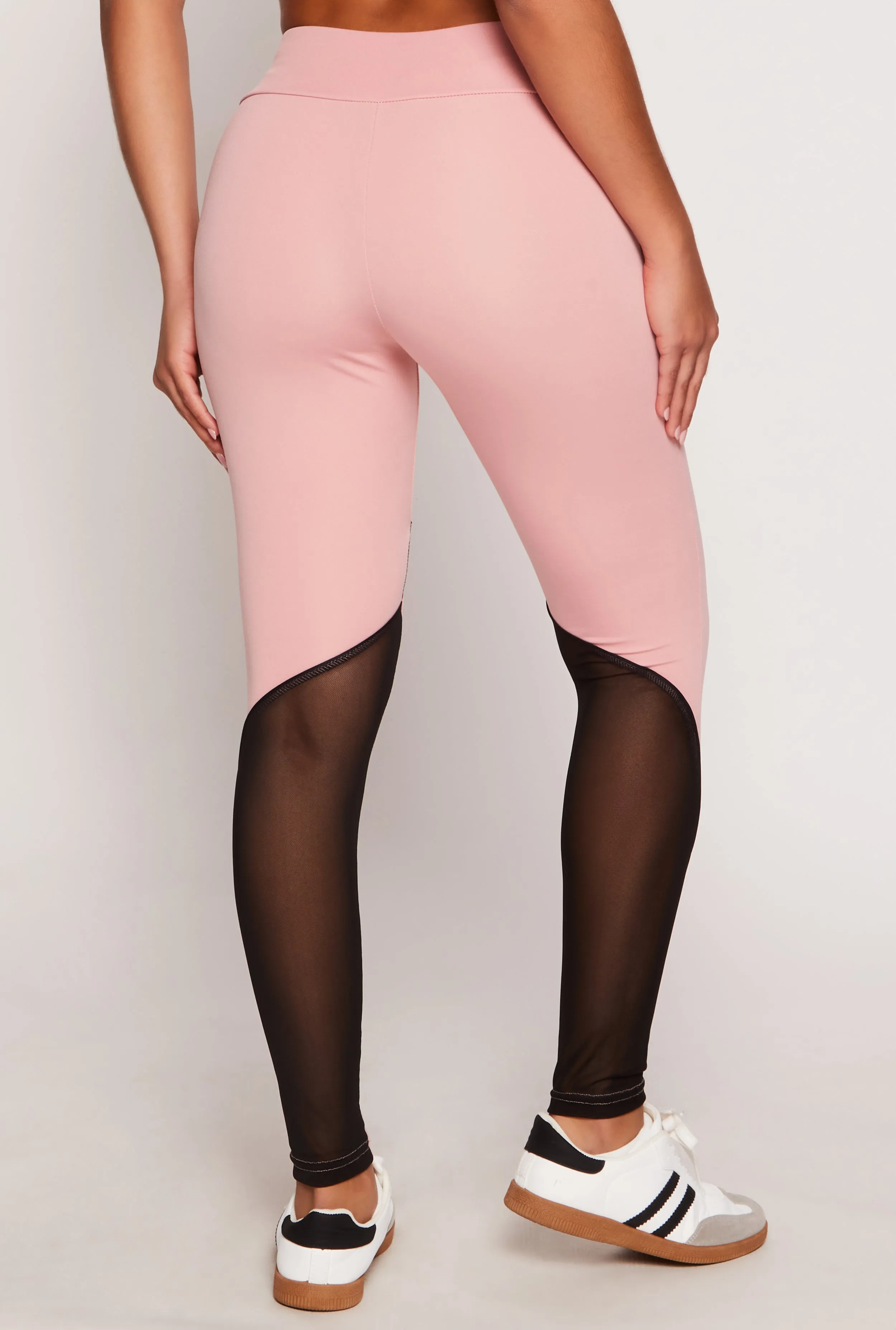 Mesh Detail Contrast Piping High Waist Leggings sold by Rainbow product image thumbnail 3
