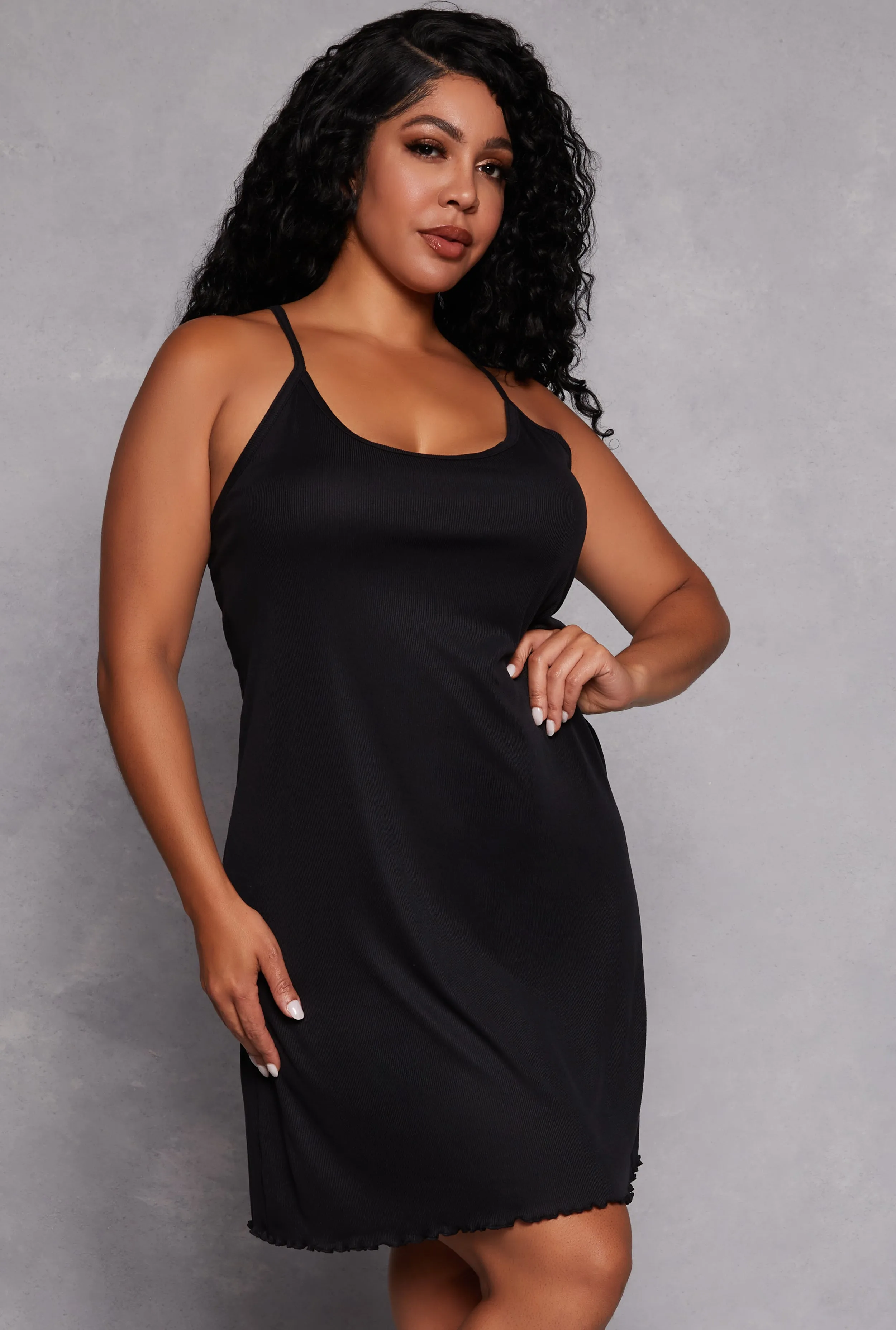 Plus Size Ribbed Knit Cami Nightgown with Robe sold by Rainbow product image thumbnail 3