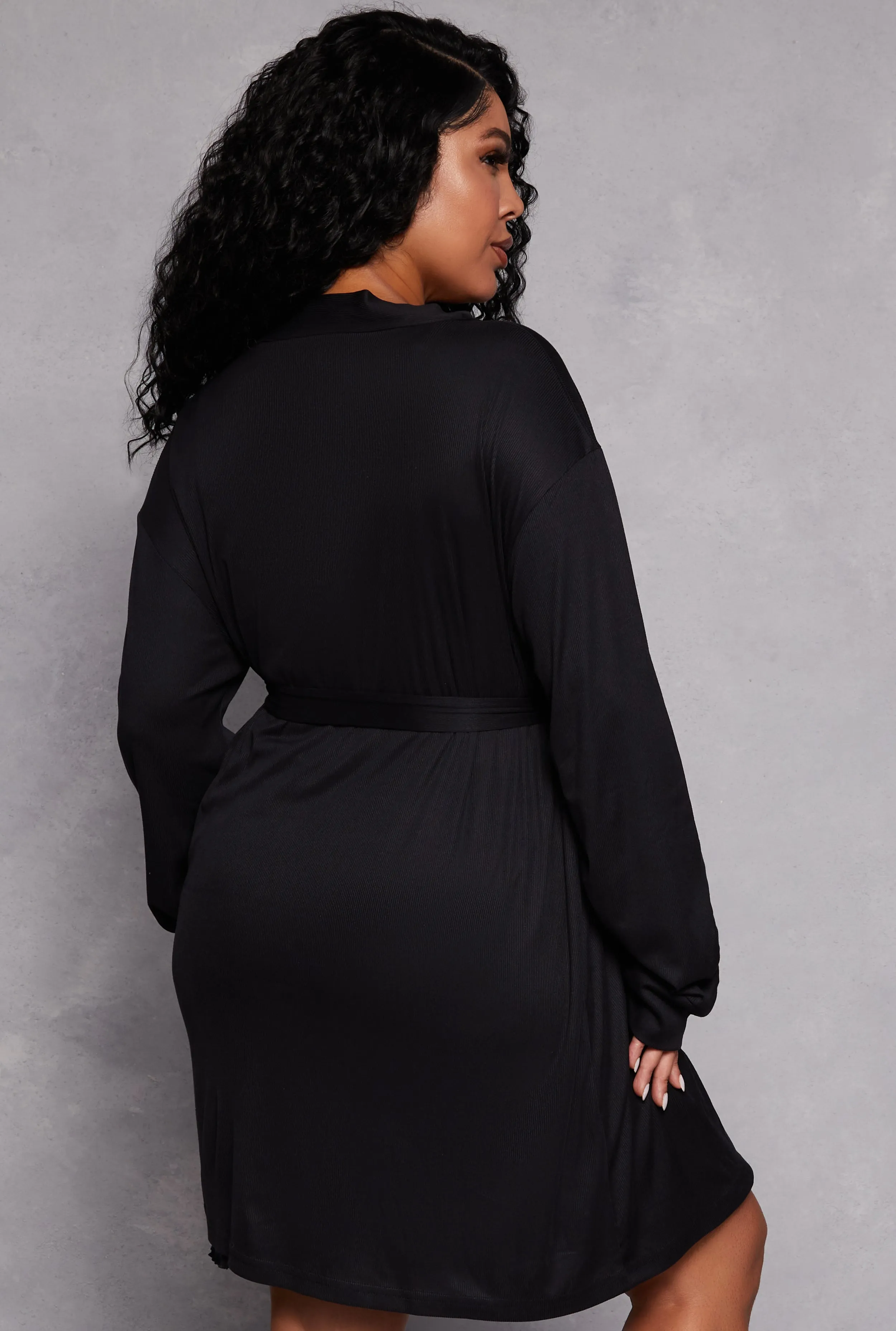 Plus Size Ribbed Knit Cami Nightgown with Robe sold by Rainbow product image thumbnail 2