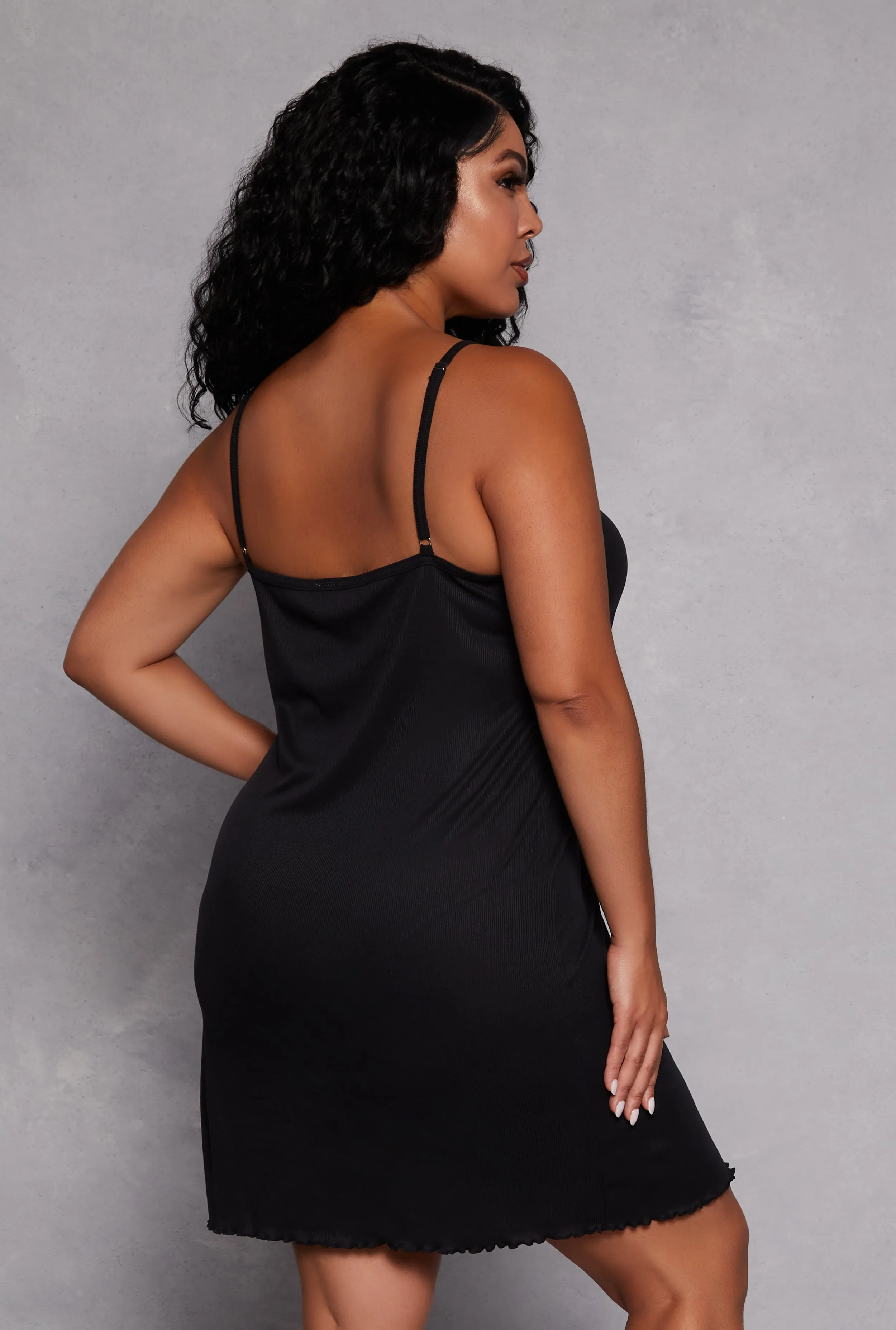 Plus Size Ribbed Knit Cami Nightgown with Robe sold by Rainbow product image thumbnail 5