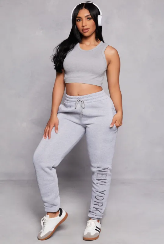 Fleece City Side Graphic Drawstring Joggers sold by Rainbow