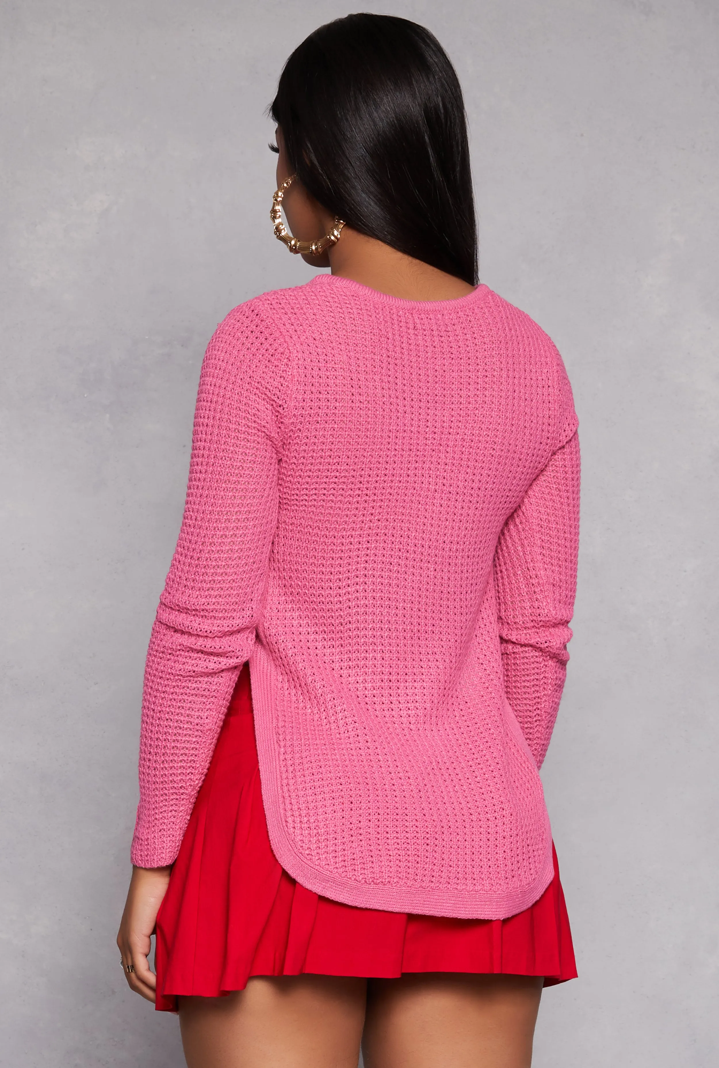 Waffle Knit V Neck Caged Side Sweater sold by Rainbow product image thumbnail 3