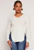 Waffle Knit V Neck Caged Side Sweater sold by Rainbow