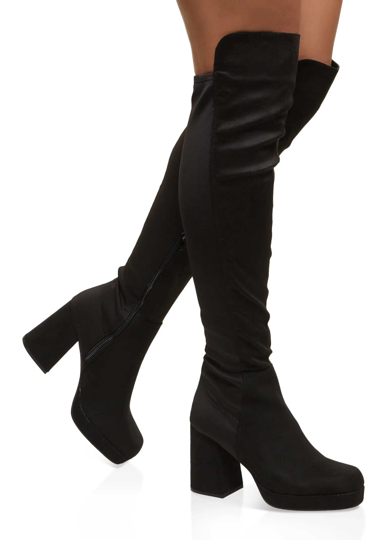 Platform Block Heel Over the Knee Boots sold by Rainbow