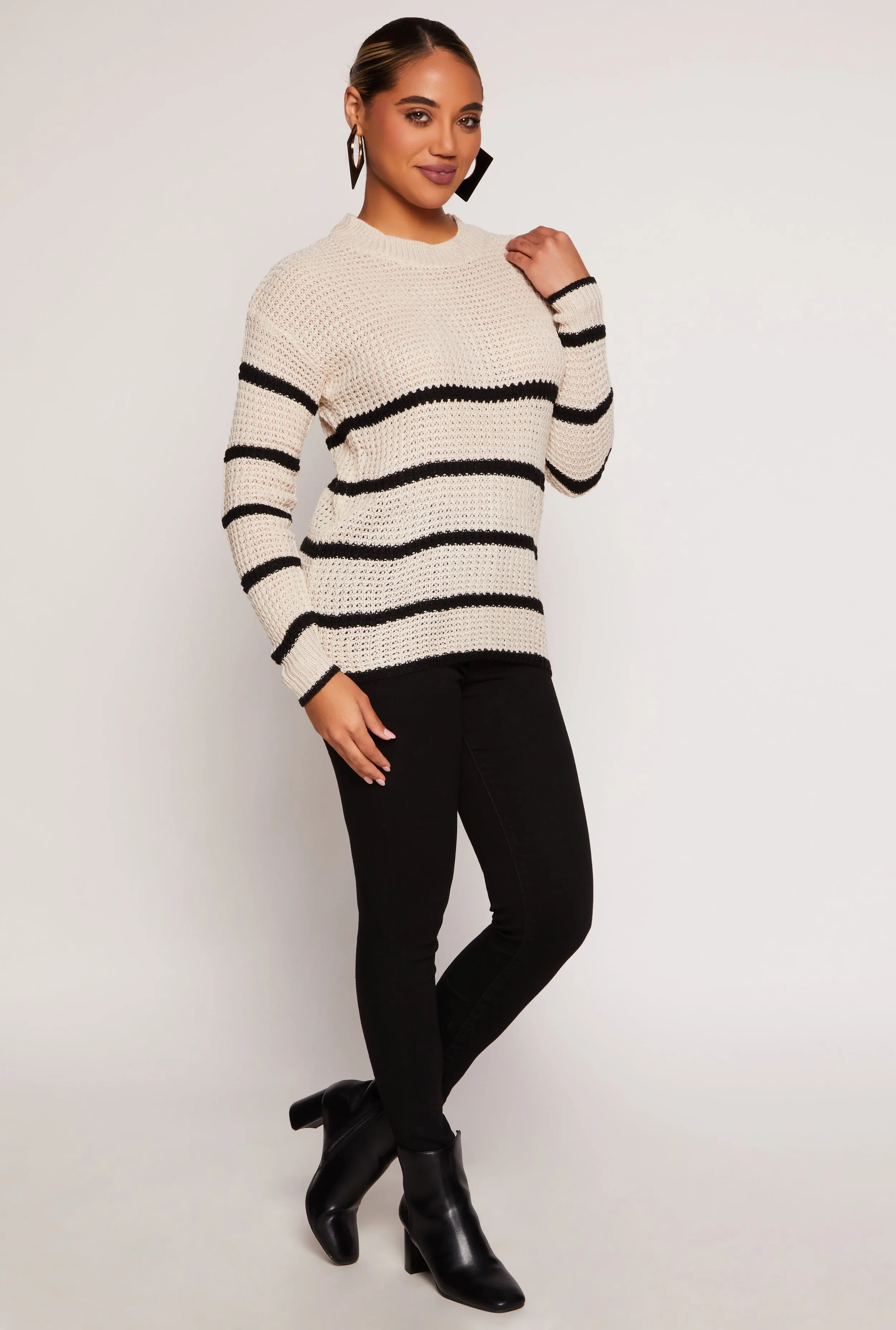 Knit Striped Crew Neck Pullover Sweater sold by Rainbow product image thumbnail 2