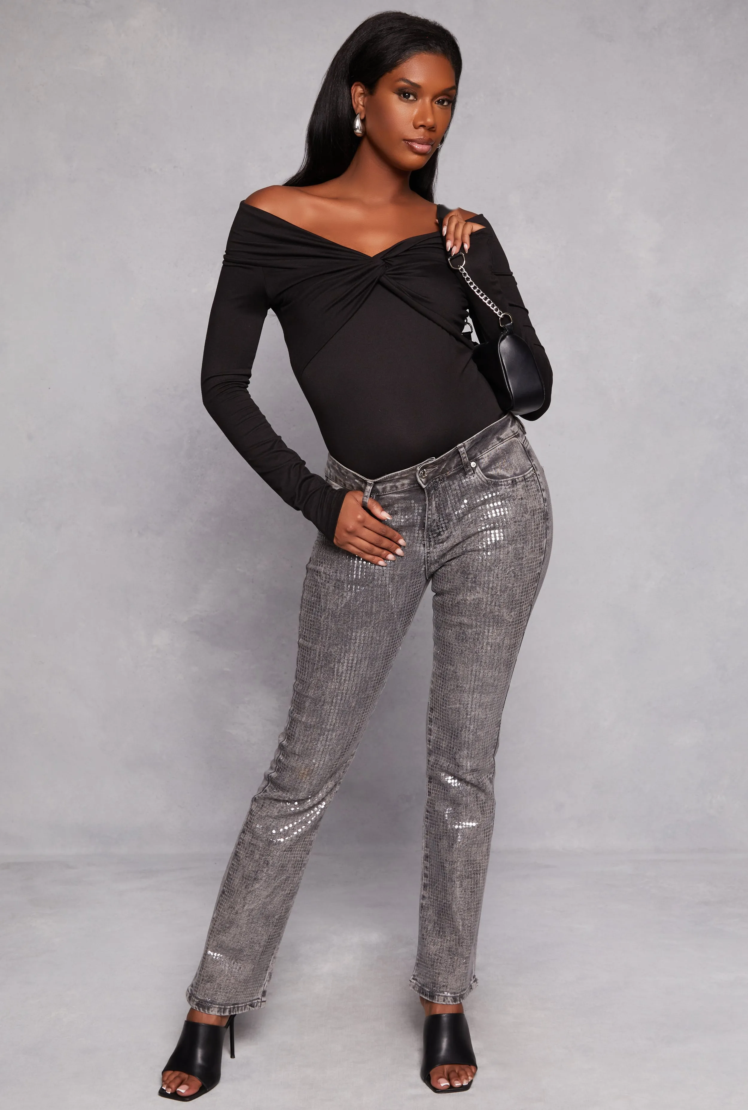 Twist Front Off the Shoulder Bodysuit sold by Rainbow product image thumbnail 2