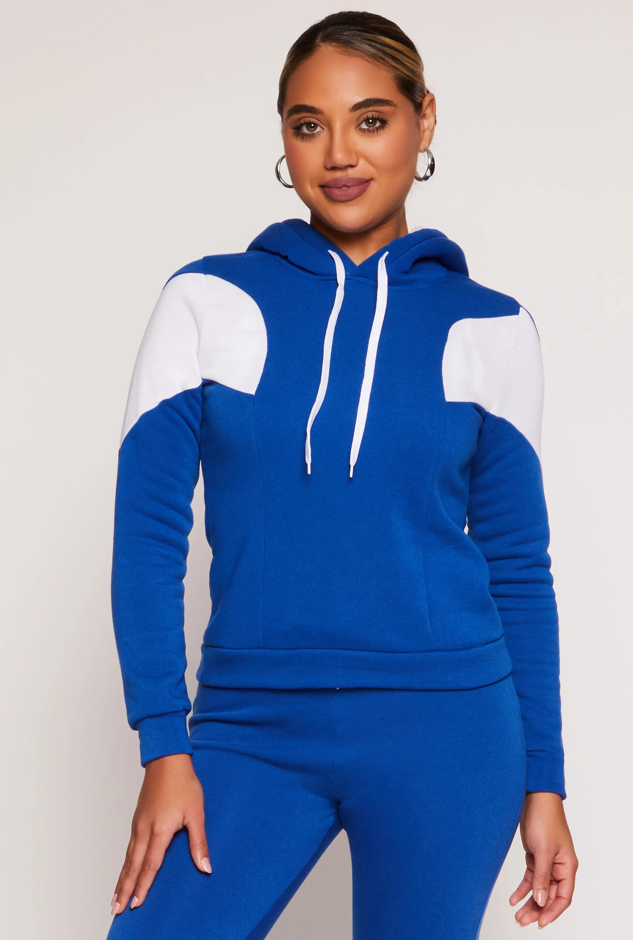 Color Block Sherpa Lined Pullover Hoodie sold by Rainbow