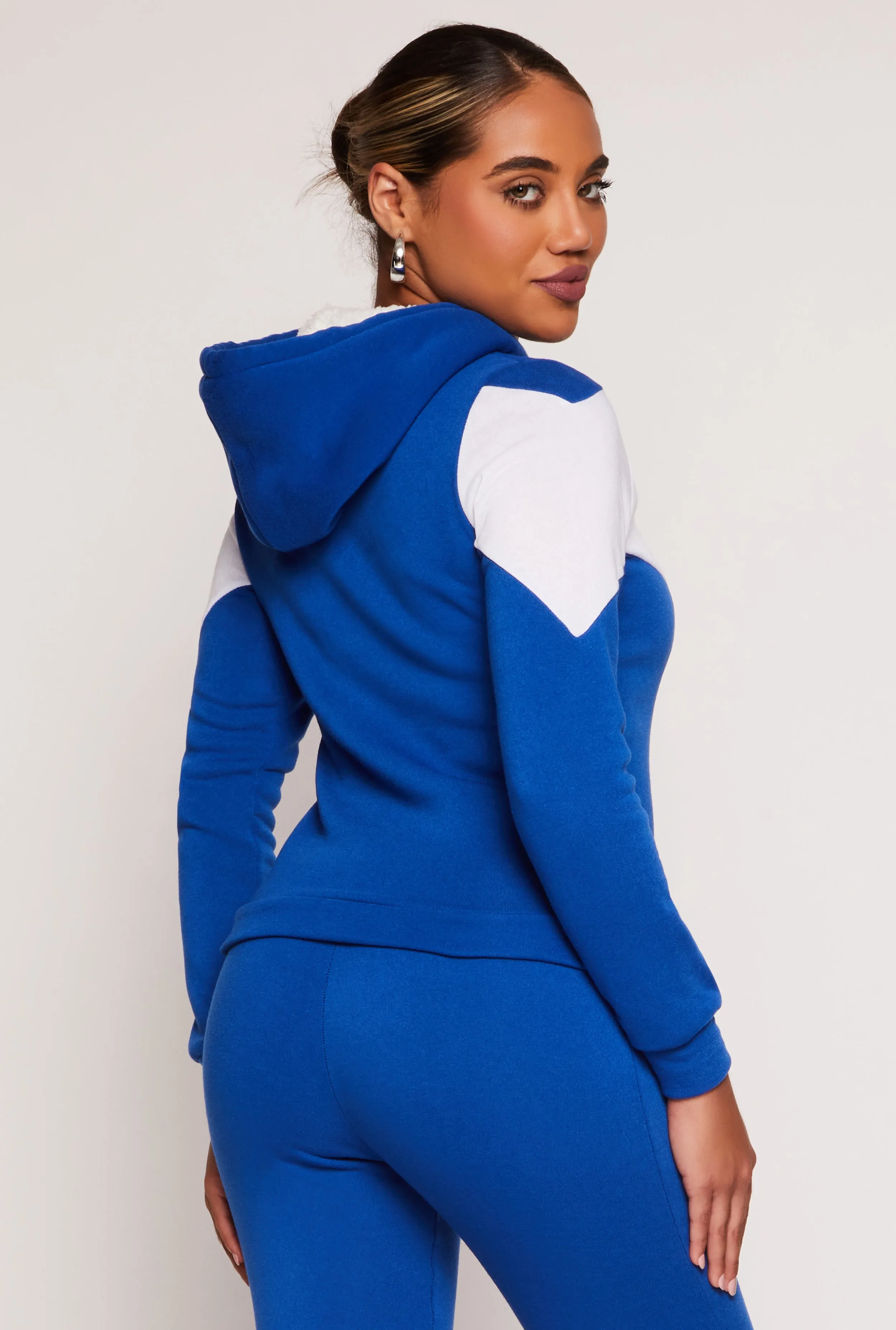 Color Block Sherpa Lined Pullover Hoodie sold by Rainbow product image thumbnail 3