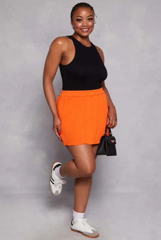 Plus Size Daisy Knit Pleated Mini Skort sold by Rainbow