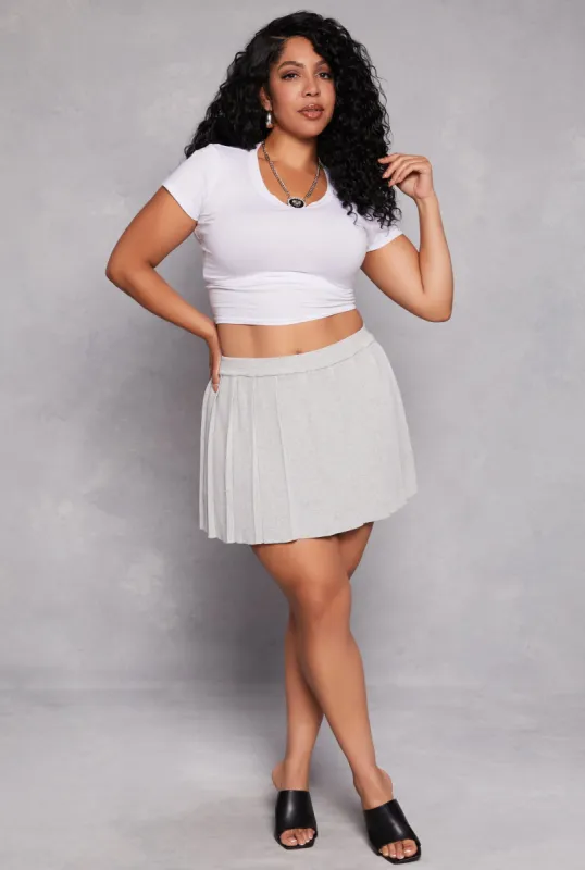 Plus Size Daisy Knit Pleated Mini Skort sold by Rainbow