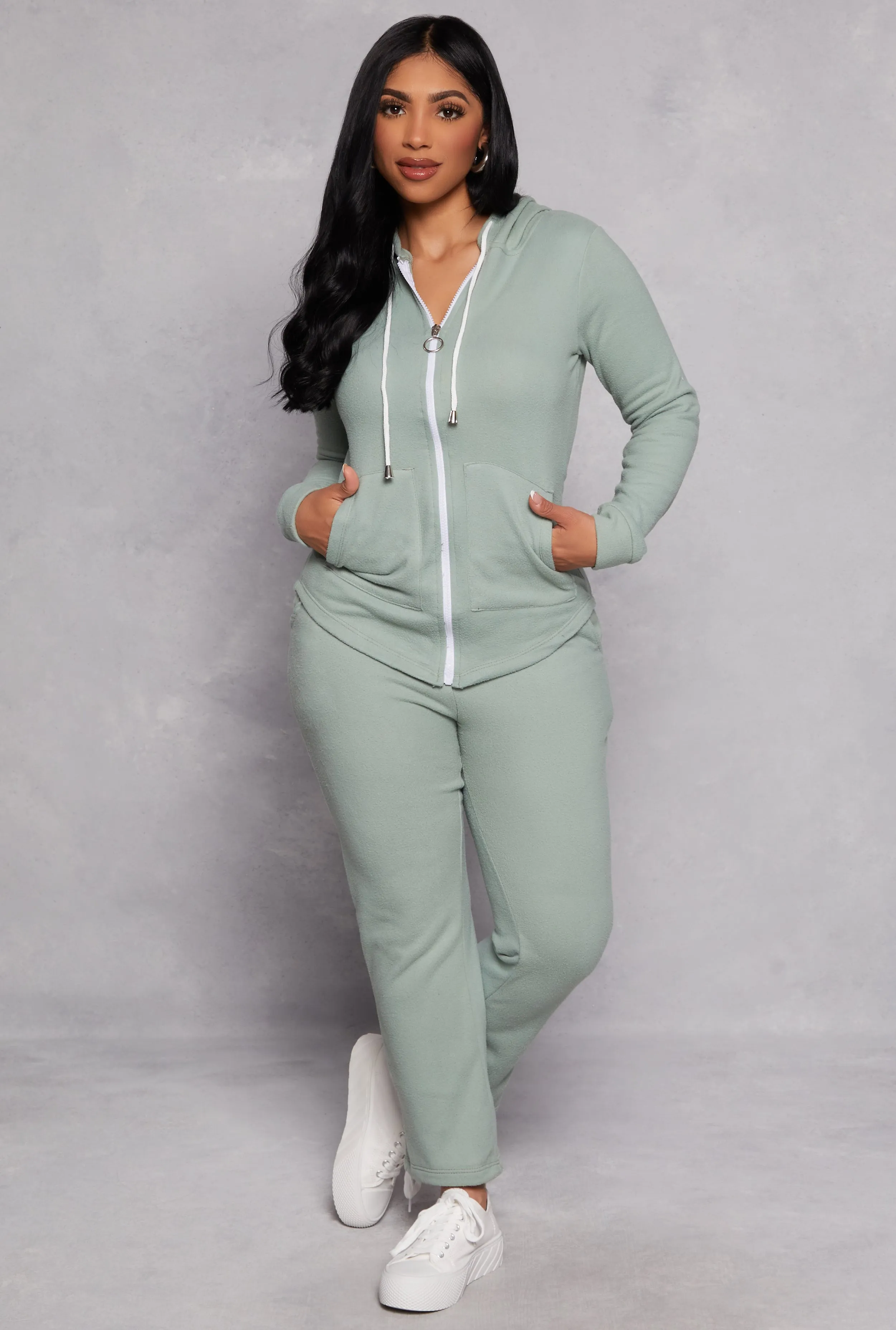 Fleece Long Sleeve Zip Front Hoodie sold by Rainbow product image thumbnail 2