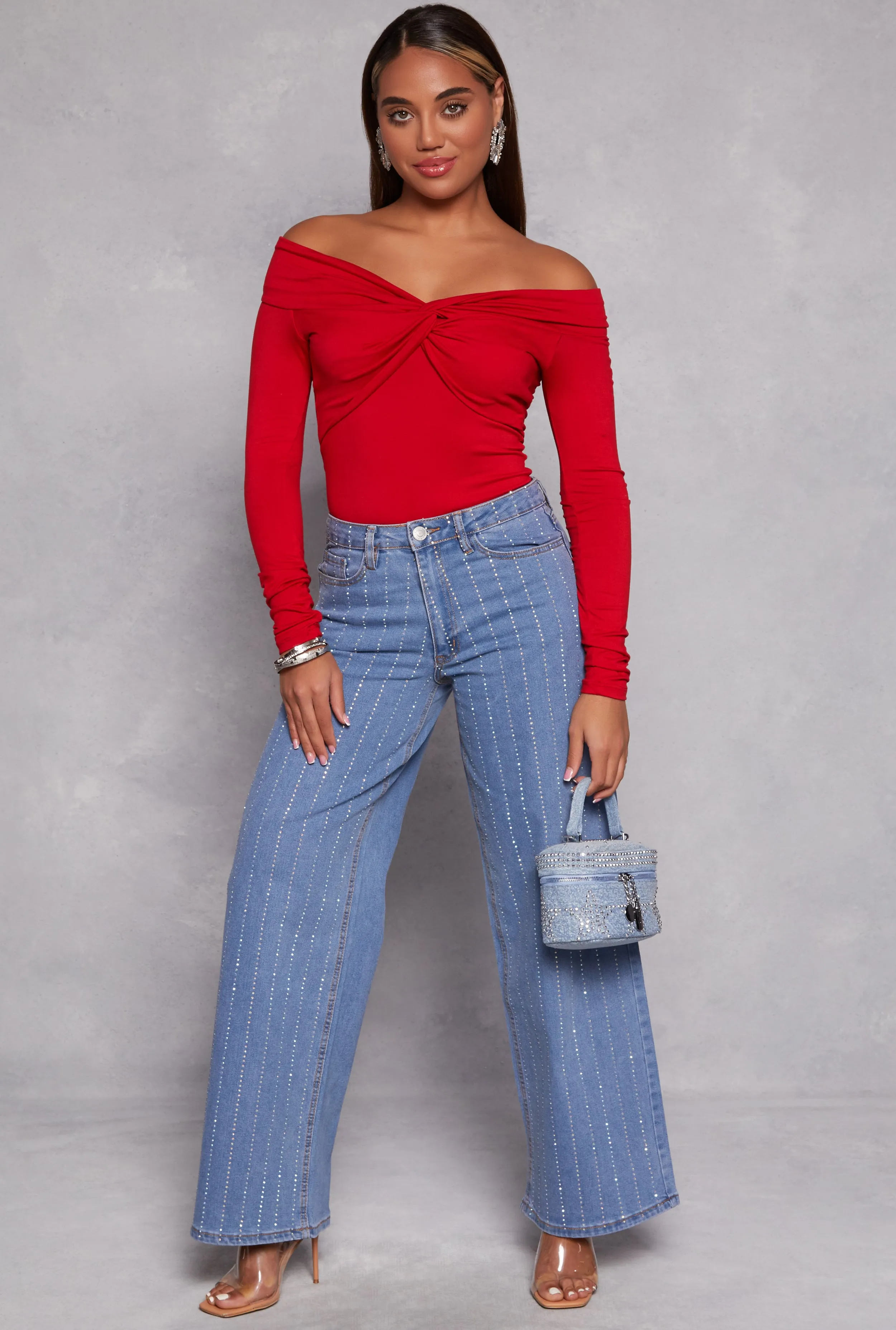Twist Front Off the Shoulder Bodysuit sold by Rainbow product image thumbnail 2