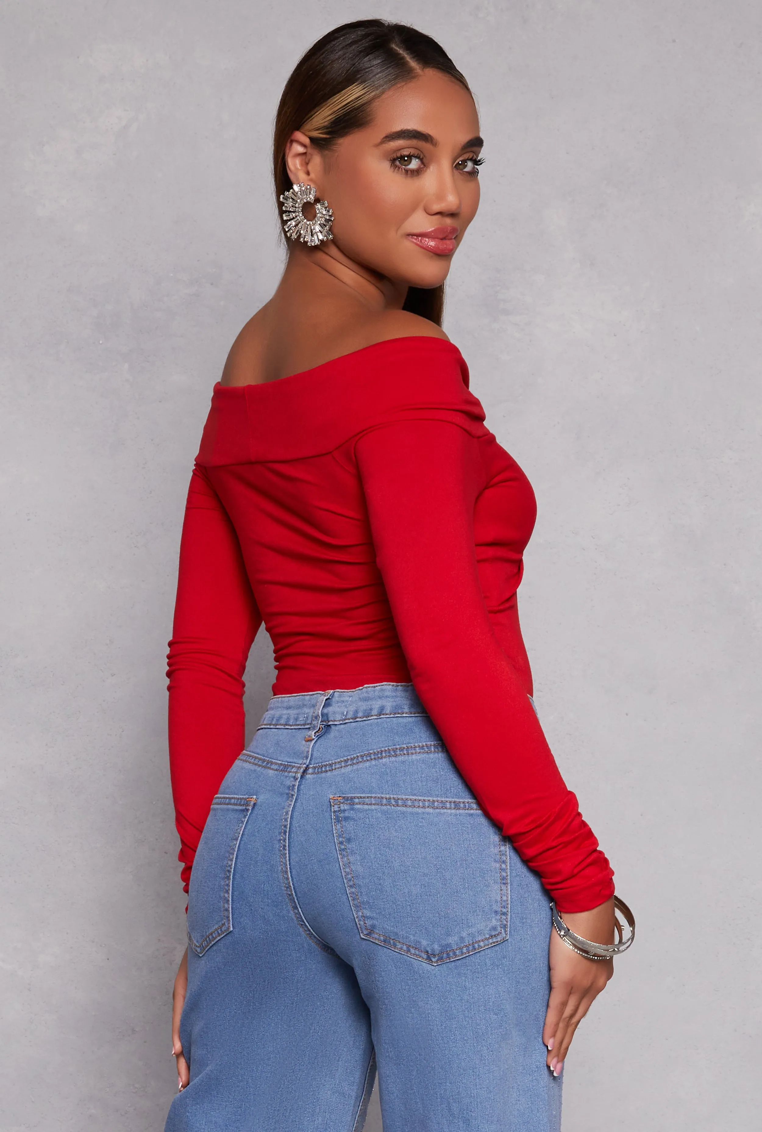 Twist Front Off the Shoulder Bodysuit sold by Rainbow product image thumbnail 3