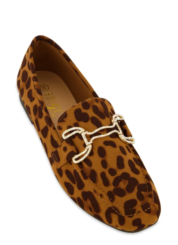Faux Suede Rhinestone Detail Loafers sold by Rainbow