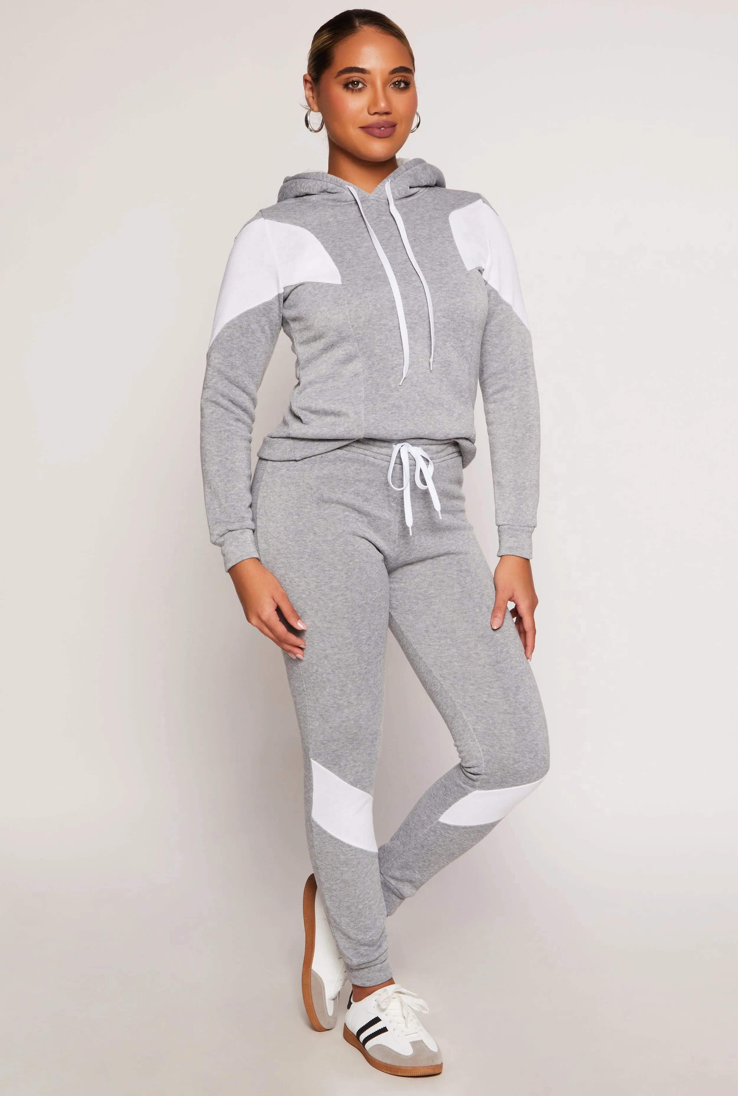 Color Block Sherpa Lined Pullover Hoodie sold by Rainbow product image thumbnail 2