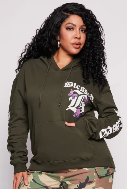 Plus Size Blessed Butterfly Hoodie sold by Rainbow