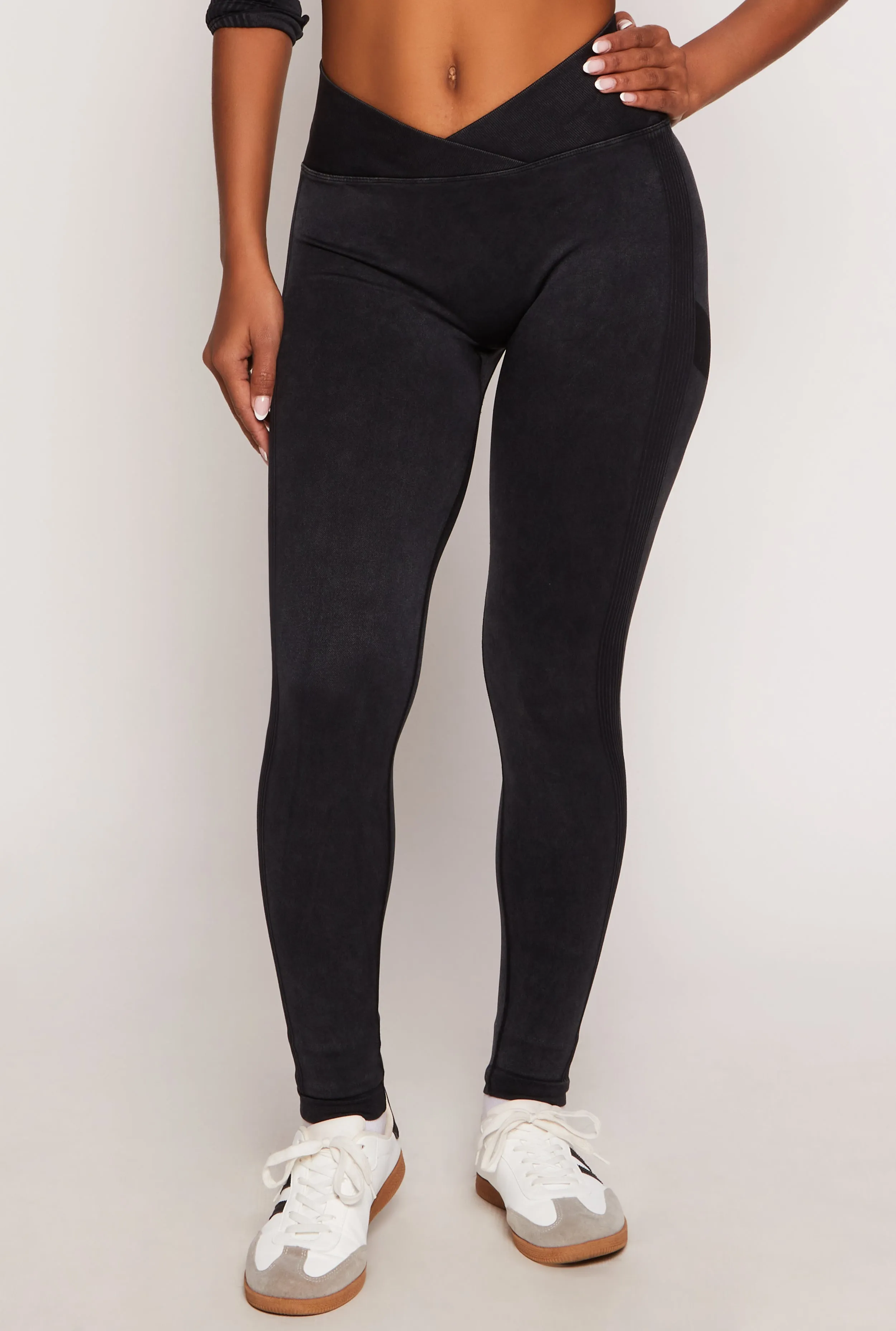 Seamless Ribbed Knit Crossover Leggings sold by Rainbow product image thumbnail 2