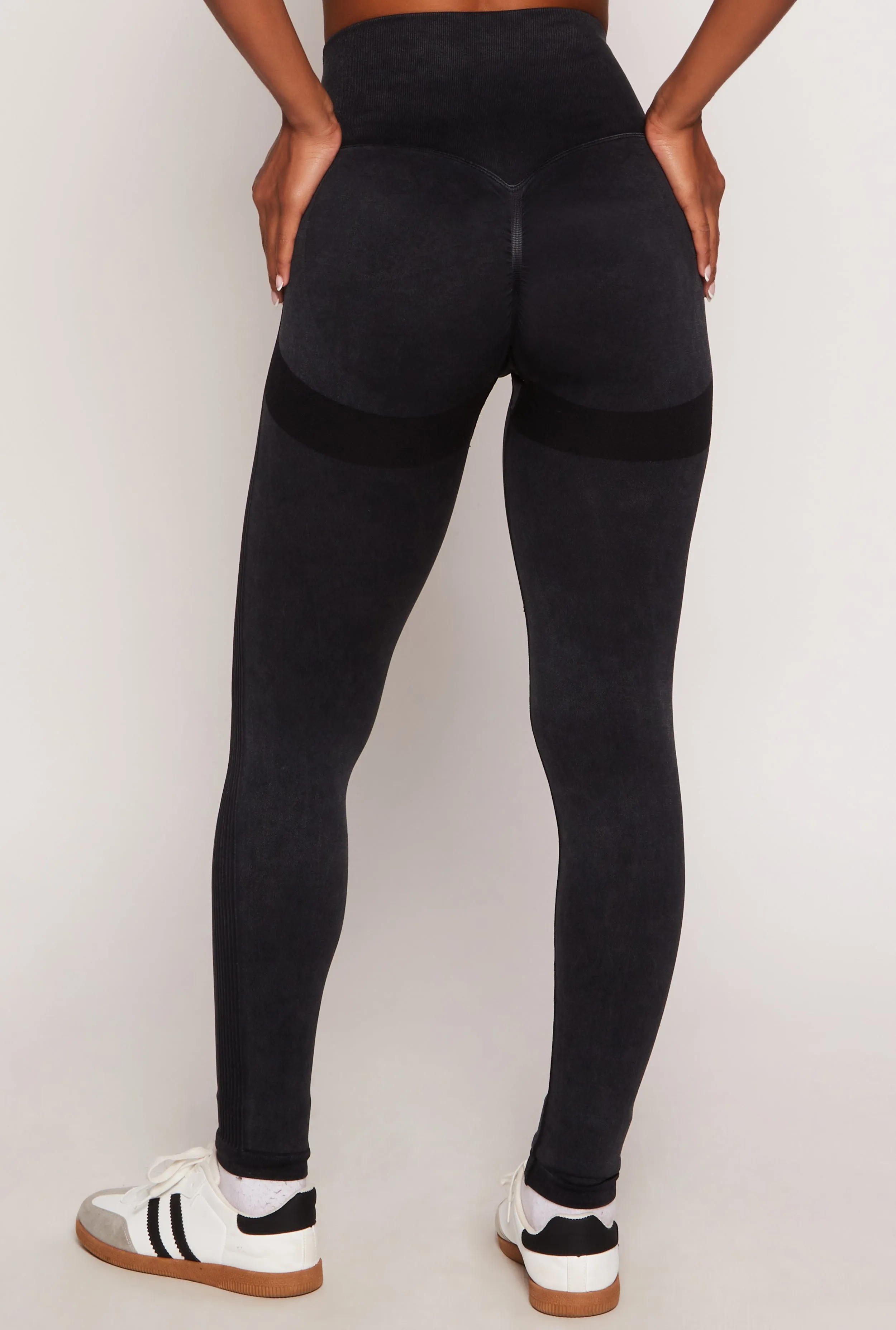 Seamless Ribbed Knit Crossover Leggings sold by Rainbow product image thumbnail 3