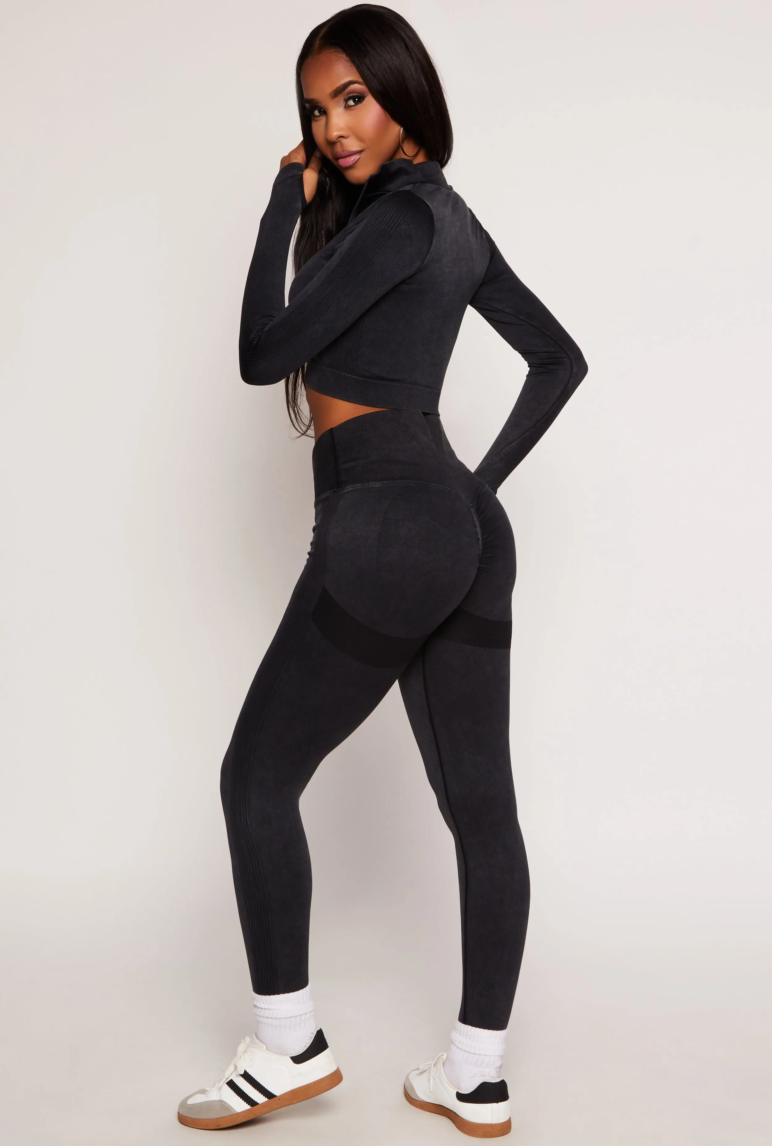 Seamless Ribbed Knit Crossover Leggings sold by Rainbow