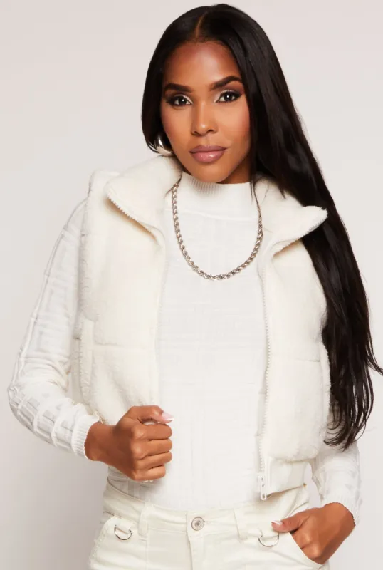 Almost Famous Sherpa Cropped Vest sold by Rainbow