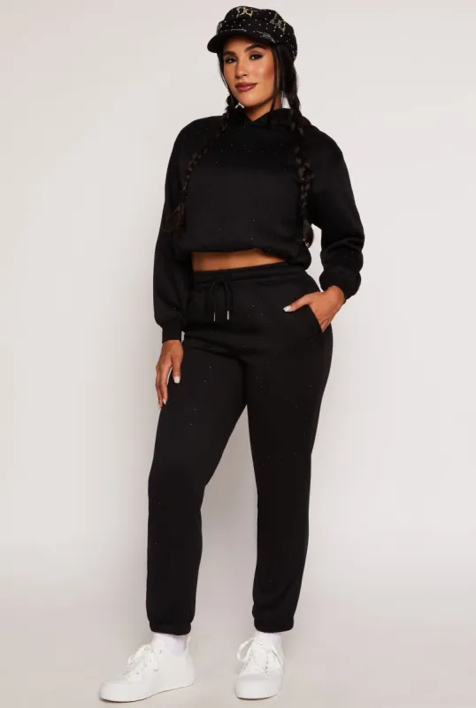 Almost Famous Fleece Rhinestone Sweatpants sold by Rainbow