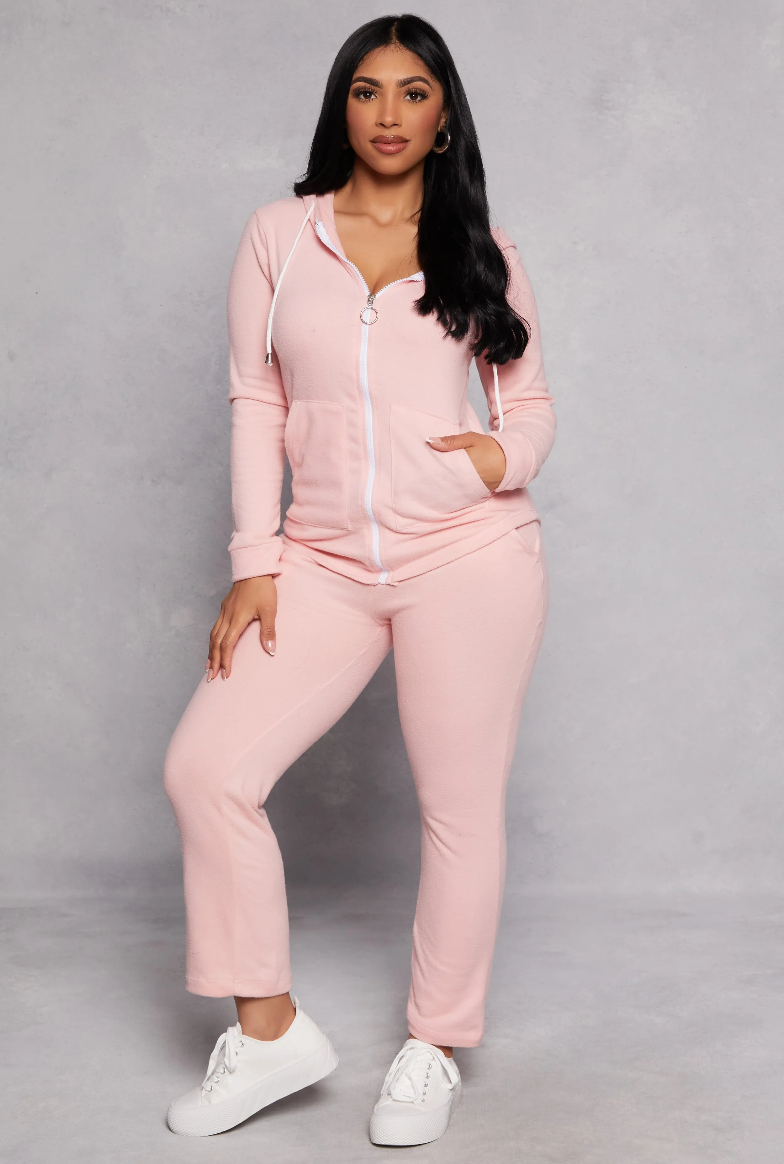 Fleece Long Sleeve Zip Front Hoodie sold by Rainbow product image thumbnail 2