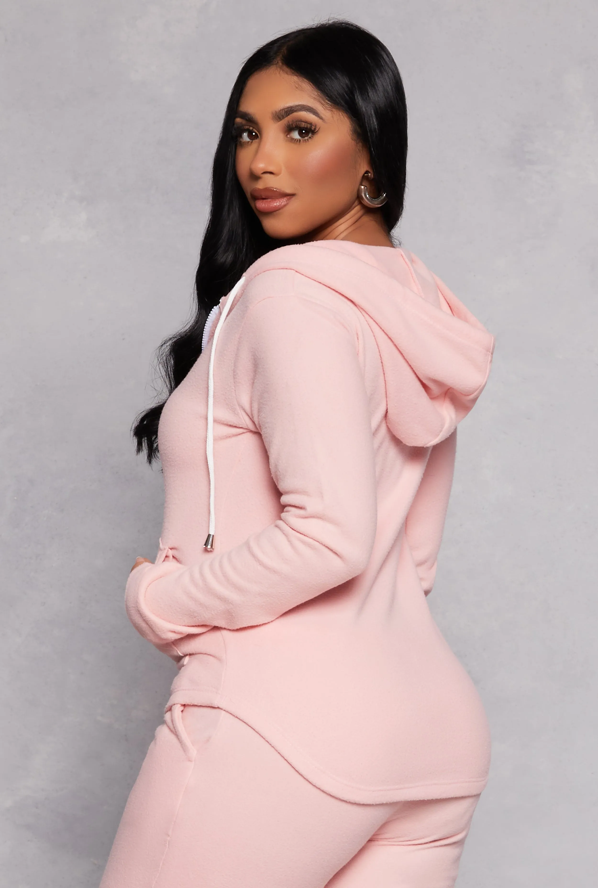 Fleece Long Sleeve Zip Front Hoodie sold by Rainbow product image thumbnail 3