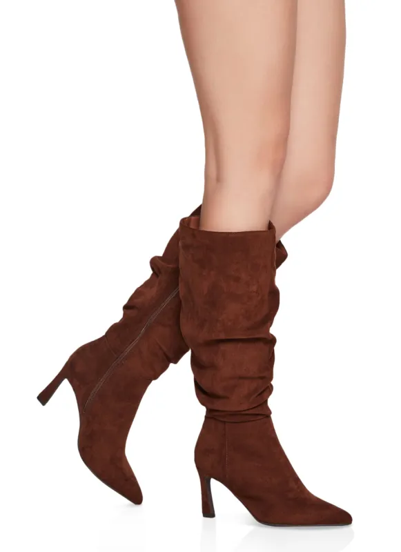 Pointed Toe Ruched Side Zip Tall Boots sold by Rainbow
