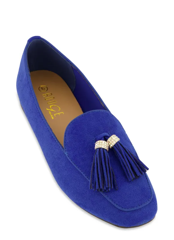 Rhinestone Tassel Detail Flats sold by Rainbow