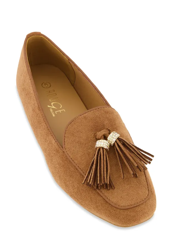 Rhinestone Tassel Detail Flats sold by Rainbow