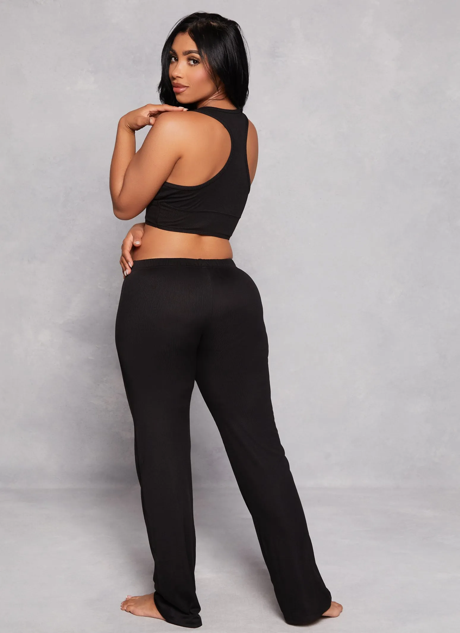 Ribbed Button Detail Pajama Bralette and Pants sold by Rainbow product image thumbnail 2