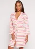 Striped Pajama Bralette and Shorts with Robe sold by Rainbow