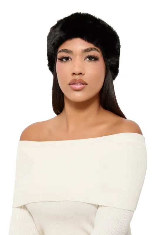 Faux Fur Elastic Back Head Wrap sold by Rainbow