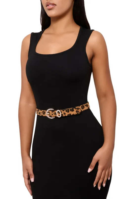 Rhinestone Studded Buckle Faux Leather Belt sold by Rainbow