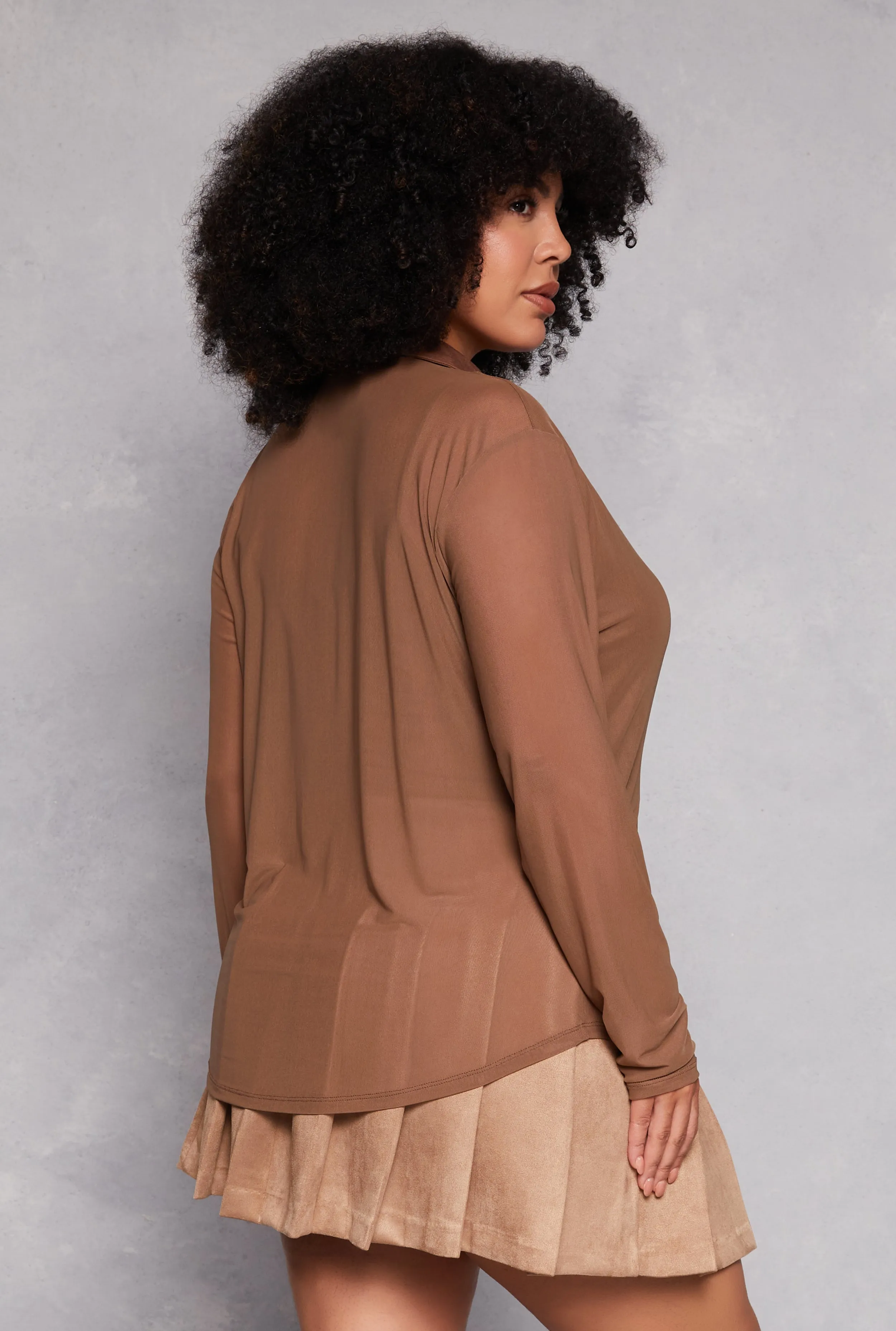 Plus Size Mesh Button Front Shirt With Cami sold by Rainbow product image thumbnail 3