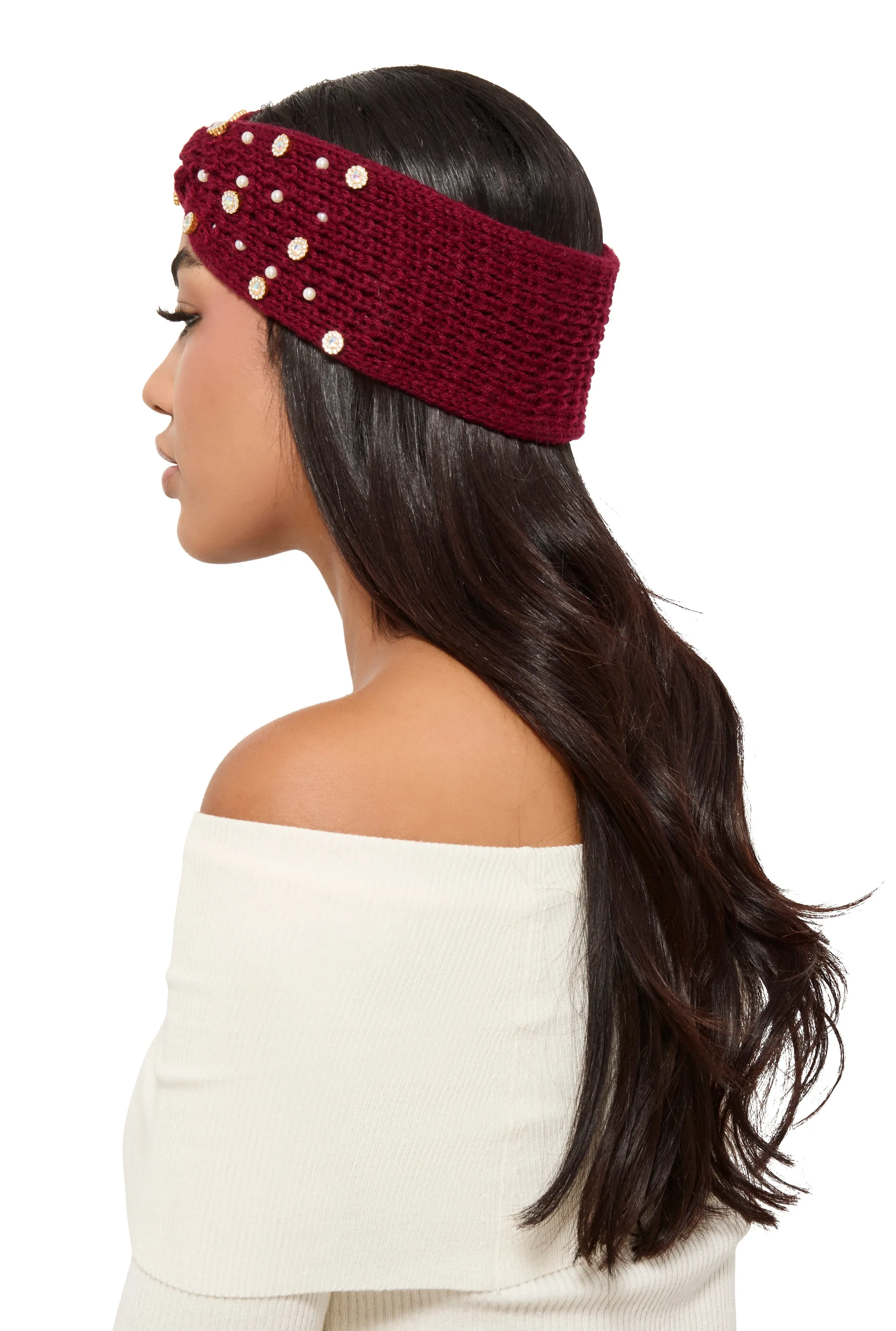 Rhinestone Faux Pearl Twist Front Head Wrap sold by Rainbow product image thumbnail 2