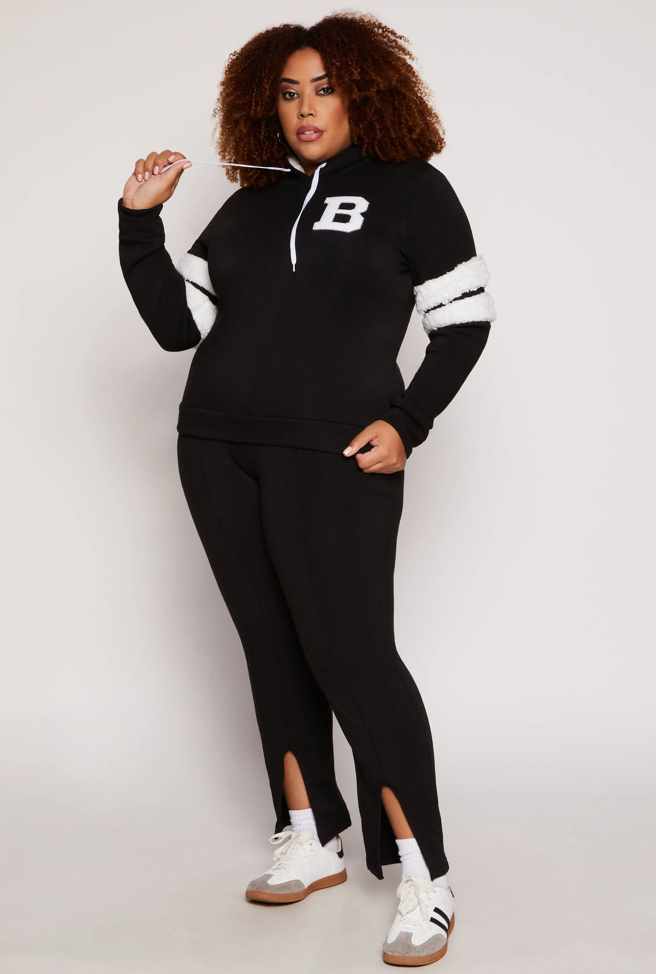 Plus Size B Initial Chenille Patch Pullover Hoodie sold by Rainbow product image thumbnail 2