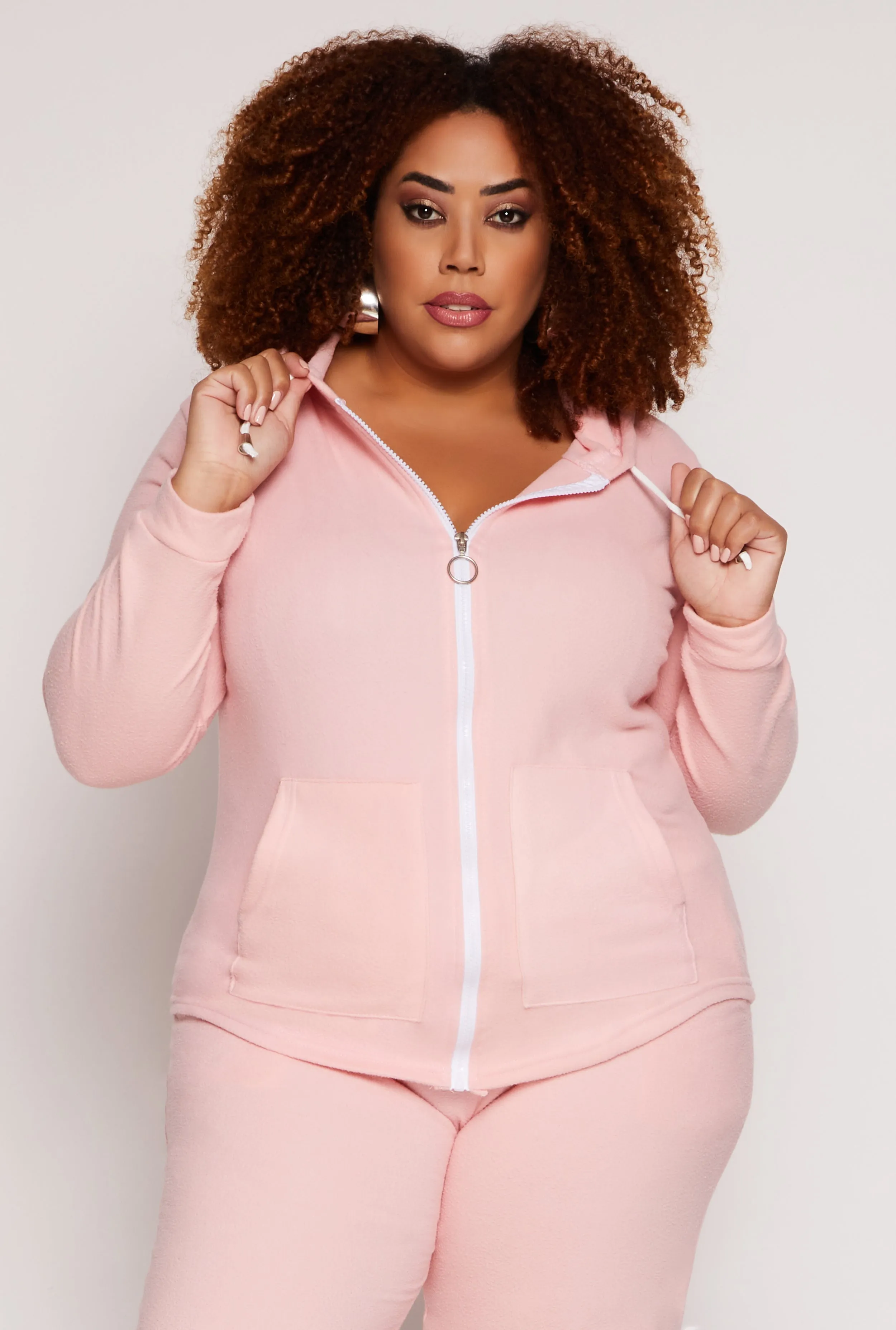 Plus Size Fleece Full Zip Hoodie sold by Rainbow