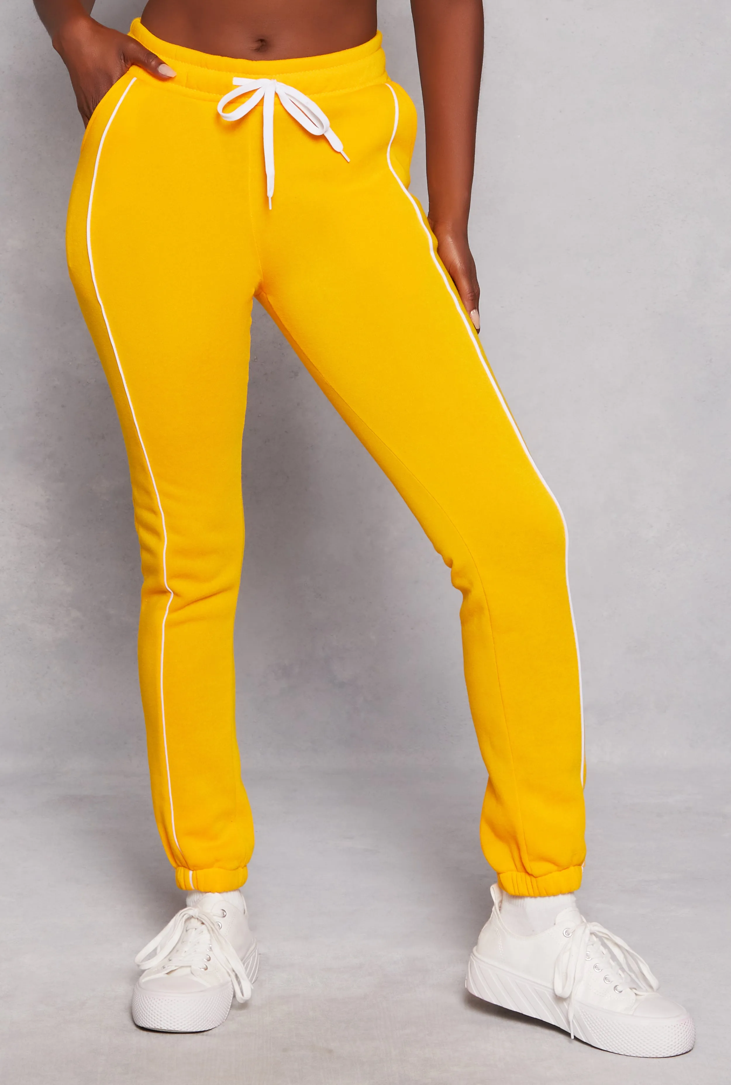 Fleece Drawstring Contrast Piping Joggers sold by Rainbow product image thumbnail 2