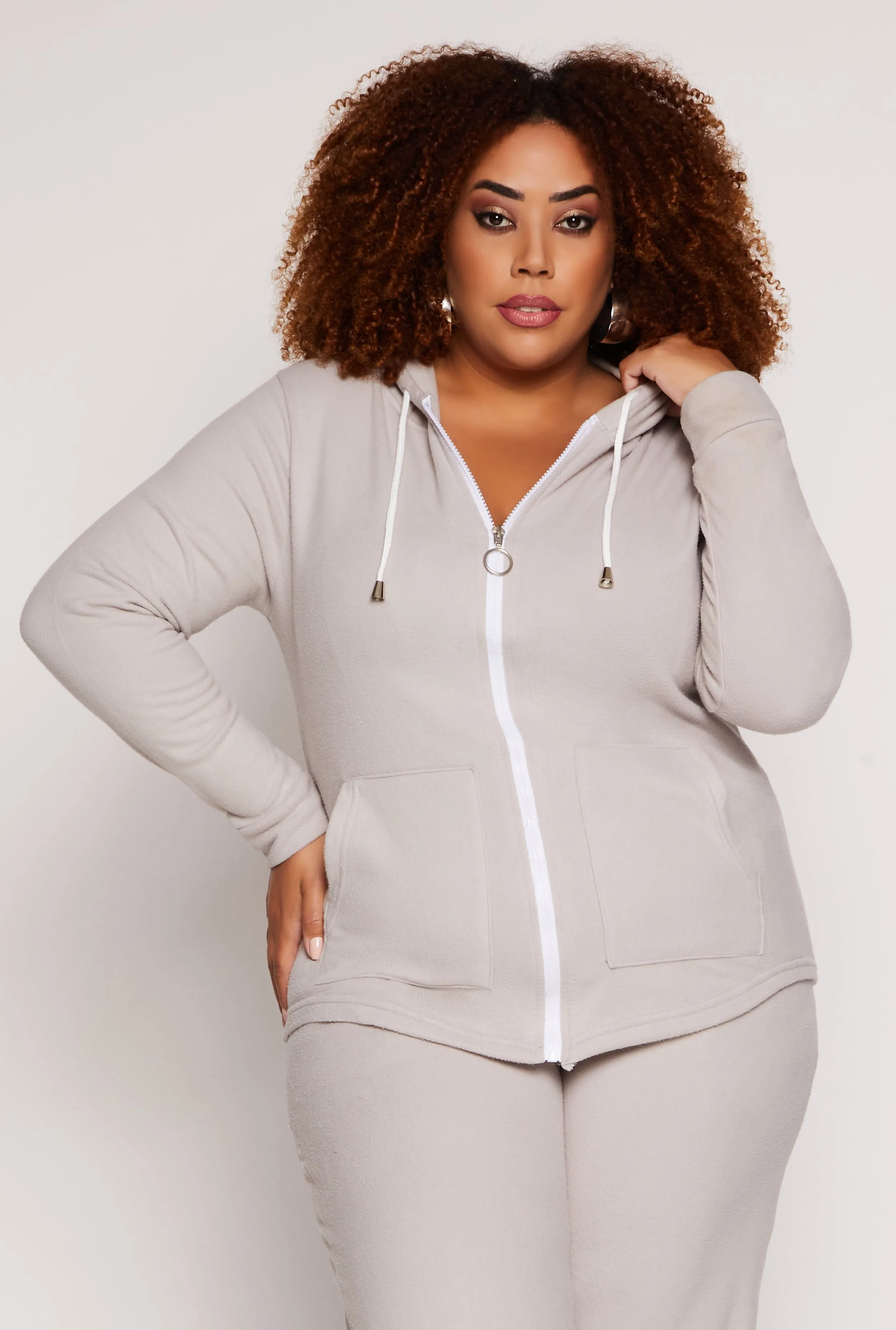 Plus Size Fleece Full Zip Hoodie sold by Rainbow