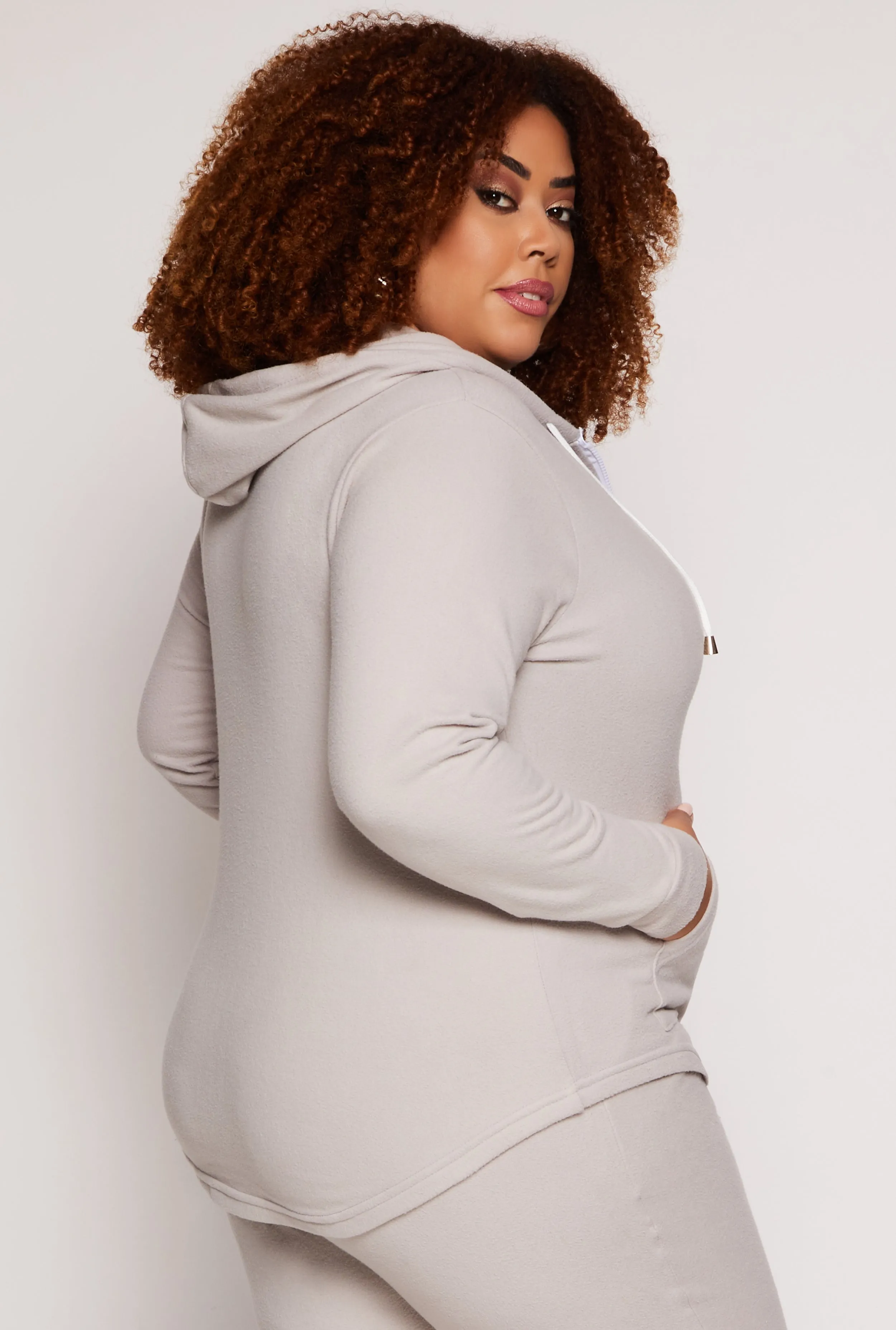 Plus Size Fleece Full Zip Hoodie sold by Rainbow product image thumbnail 3