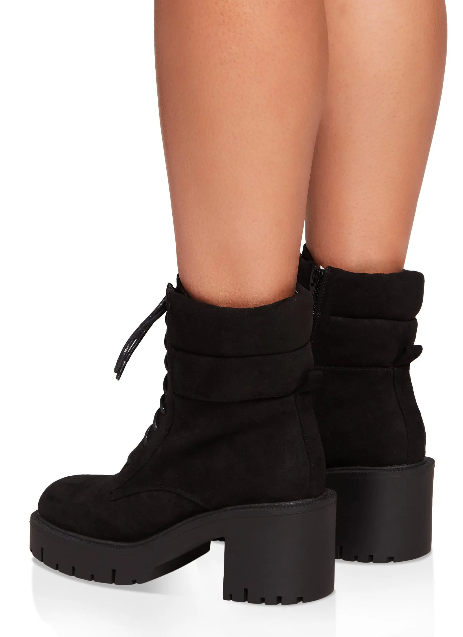 Lace Up Lug Sole Chunky Heel Cuff Ankle Boots sold by Rainbow product image thumbnail 3