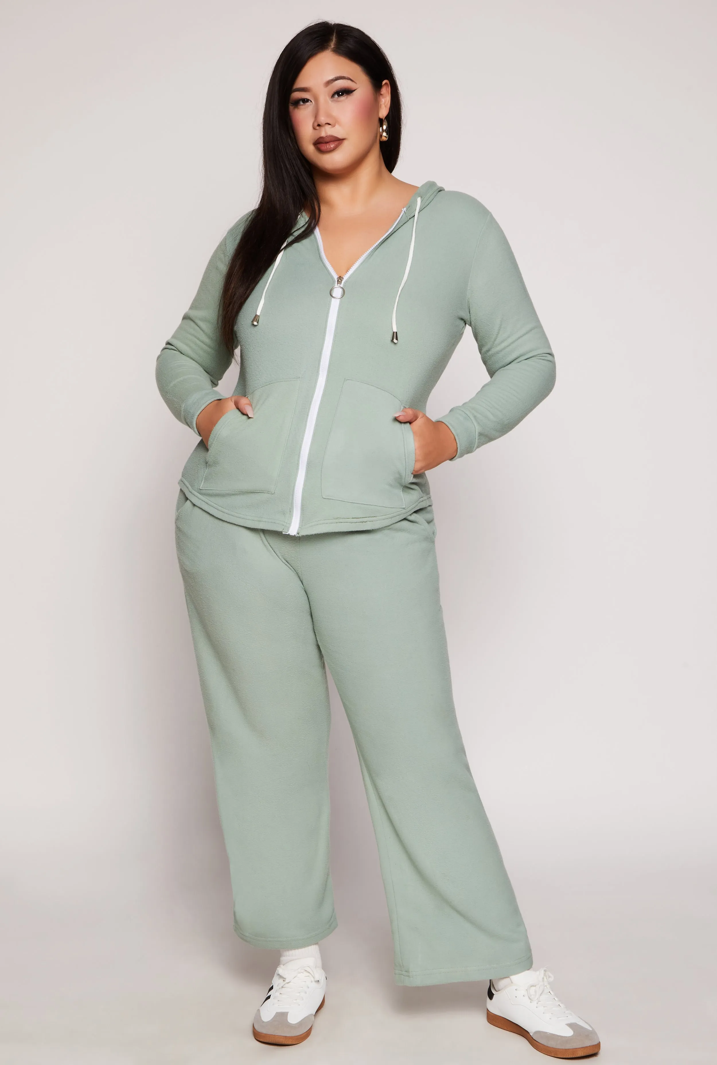 Plus Size Fleece Full Zip Hoodie sold by Rainbow product image thumbnail 2