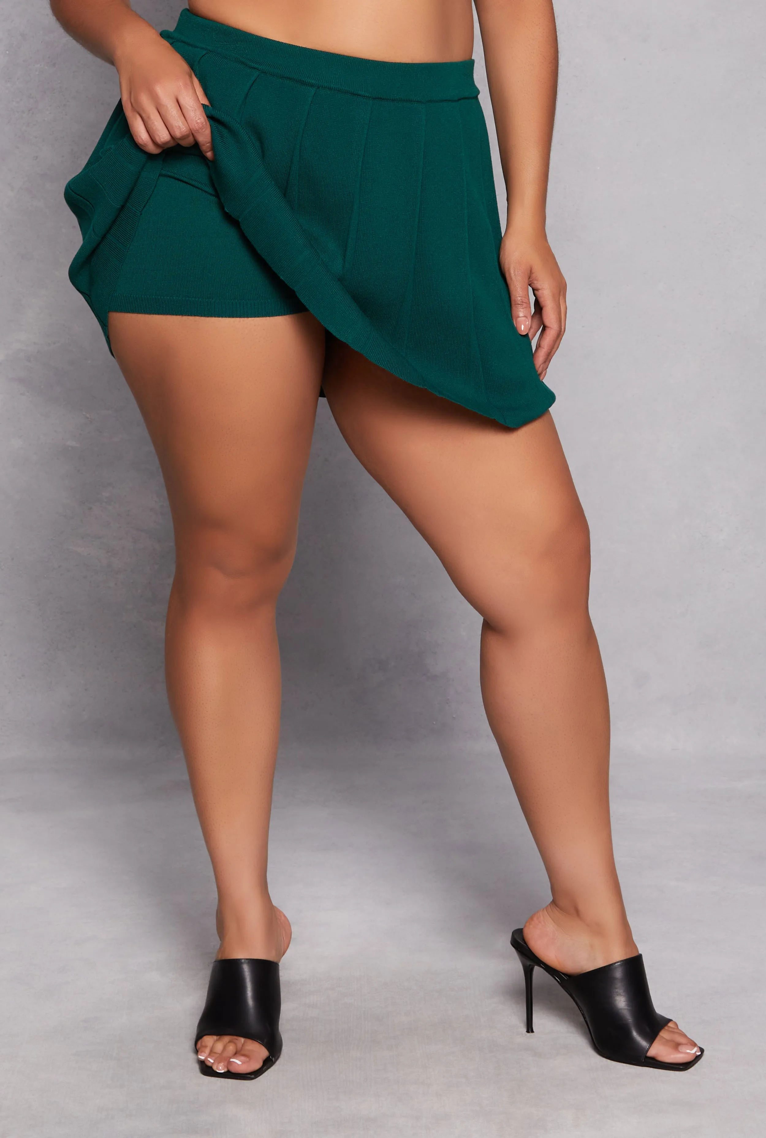 Plus Size Daisy Knit Pleated Mini Skort sold by Rainbow product image thumbnail 3