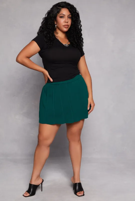Plus Size Daisy Knit Pleated Mini Skort sold by Rainbow