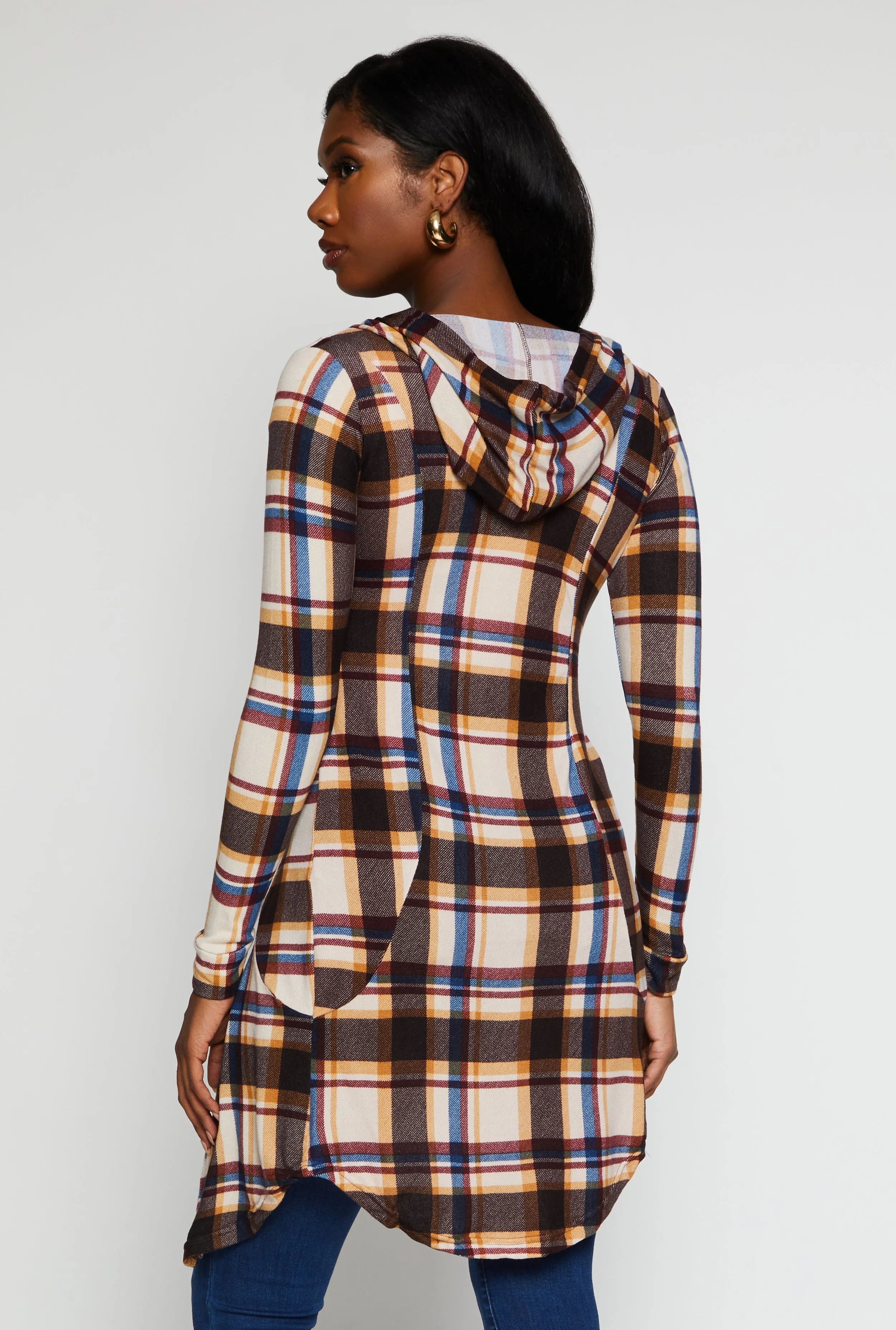 Plaid Hooded Button Front Shirt sold by Rainbow product image thumbnail 3
