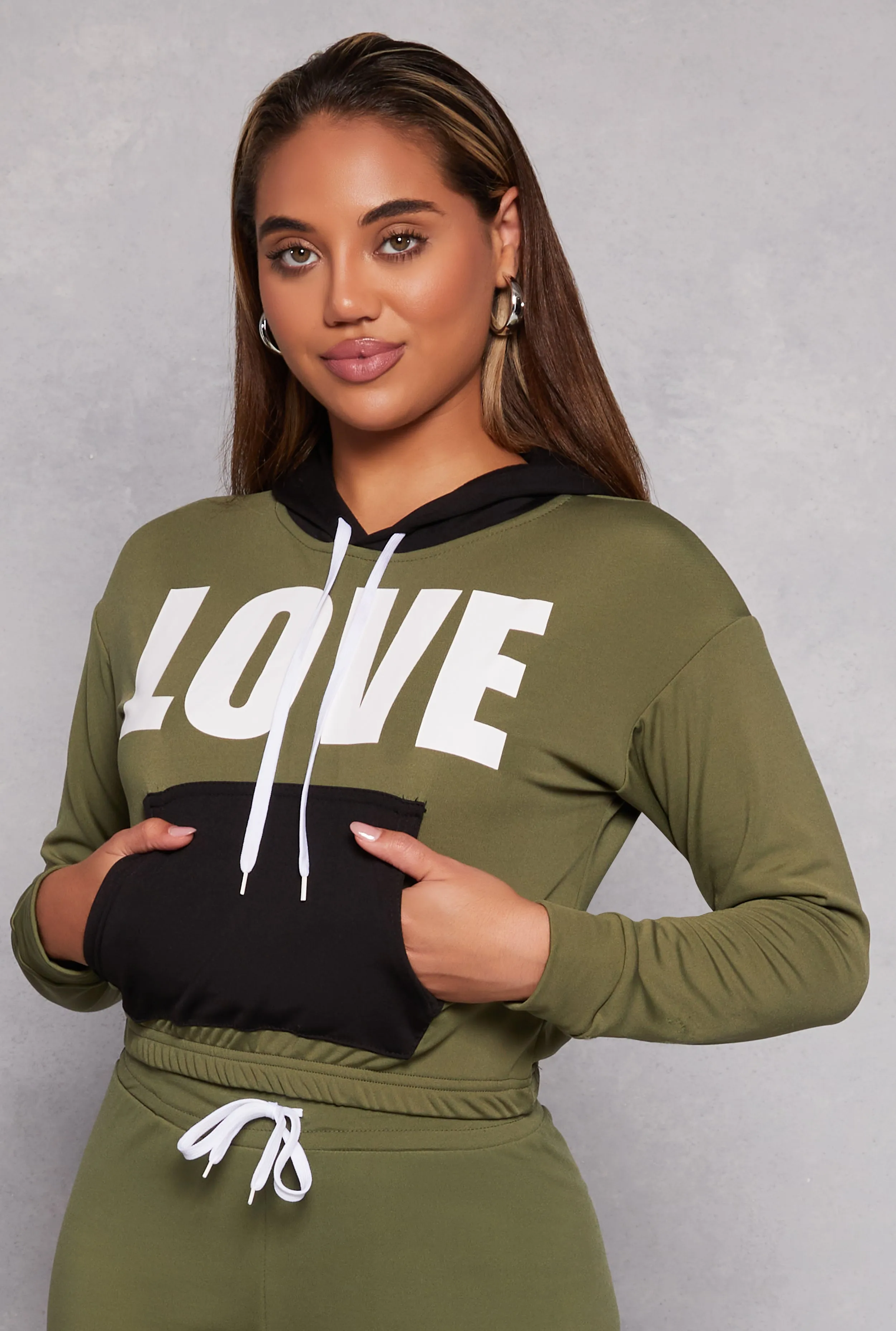 Love Graphic Color Block Pullover Hoodie sold by Rainbow