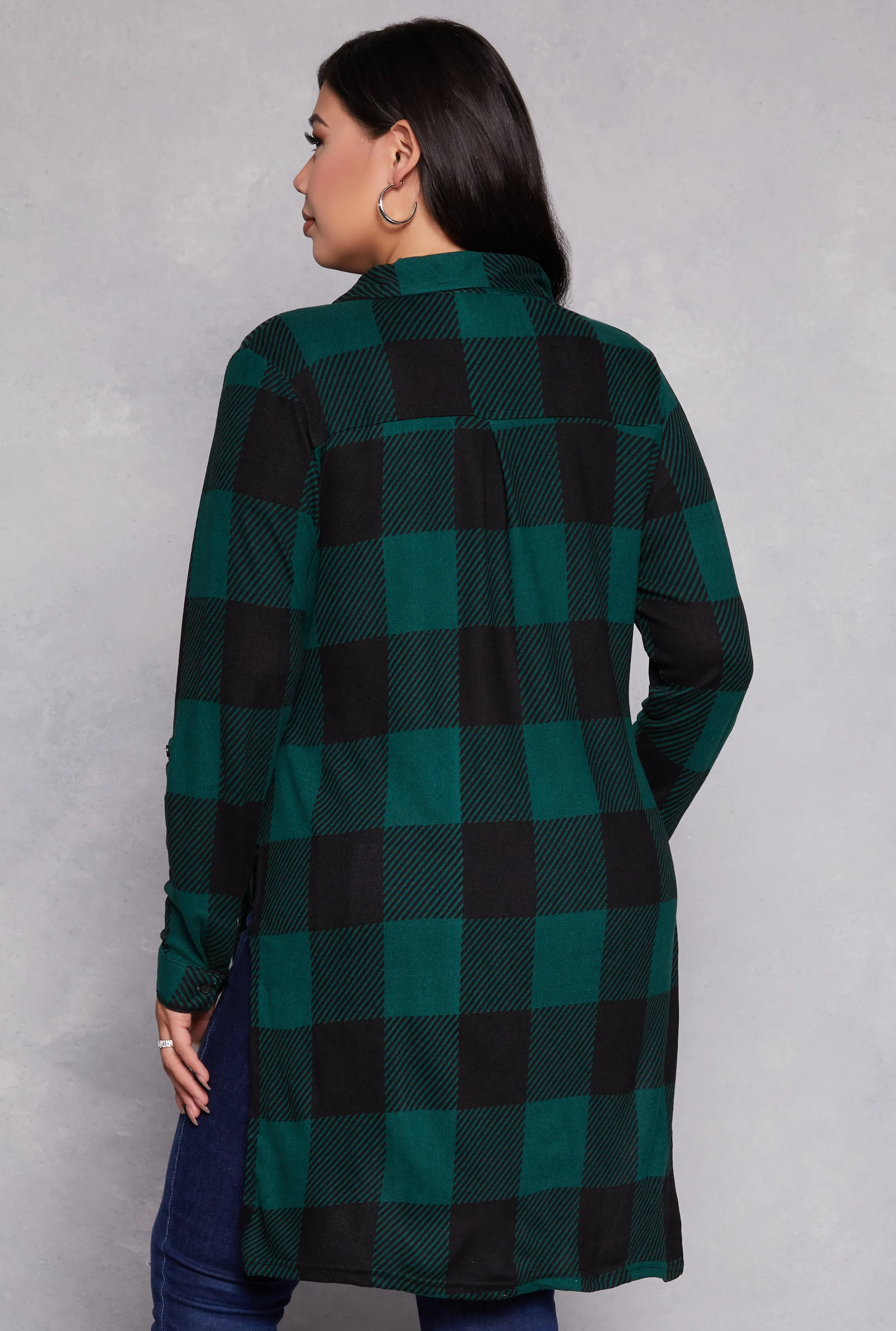 Plus Size Plaid Tie Front High Low Top sold by Rainbow product image thumbnail 3