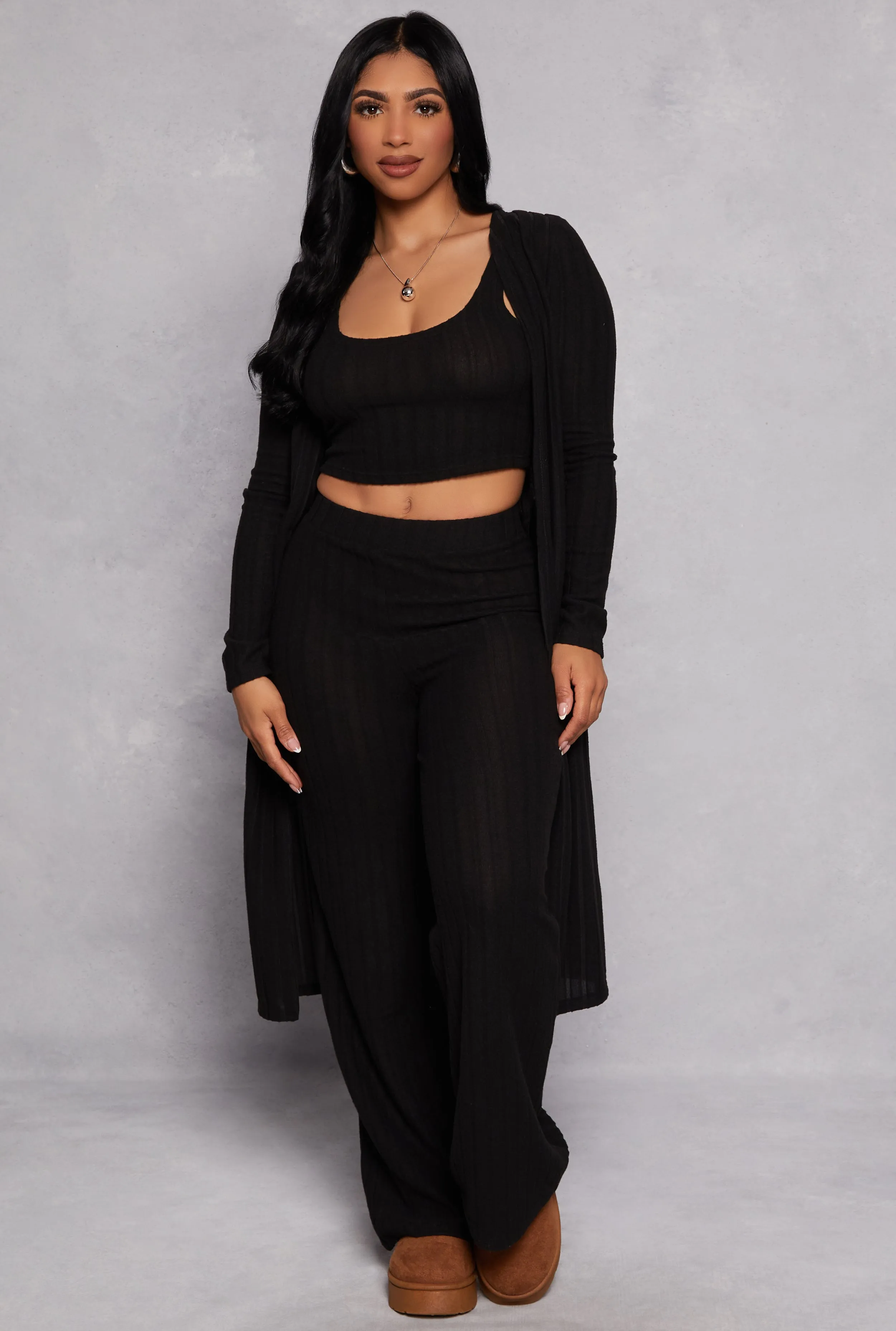 Ribbed Knit Tank Top and Pants with Duster sold by Rainbow